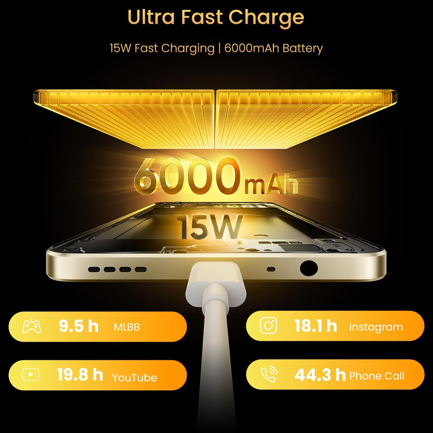 Realme Note 70T 4G Smartphone 4+64GB, Gold, 6.75-Inch Screen, 90Hz Display, 6000 Mah Battery, 32 MP Camera, Powerful Octa-Core Processor, Armorshell Protection, IP54 - 64.0 Gb, Beach Gold image number 3