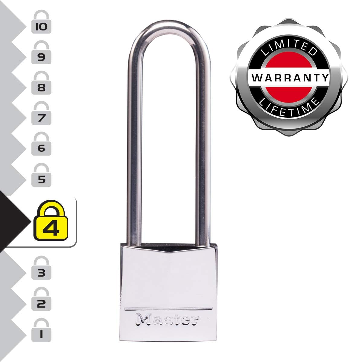 Master Lock 639EURDLJ Marine Padlocks with Key and Long Shackle, Silver, CM,9,7 Cm X 3 Cm X 1,2 Cm