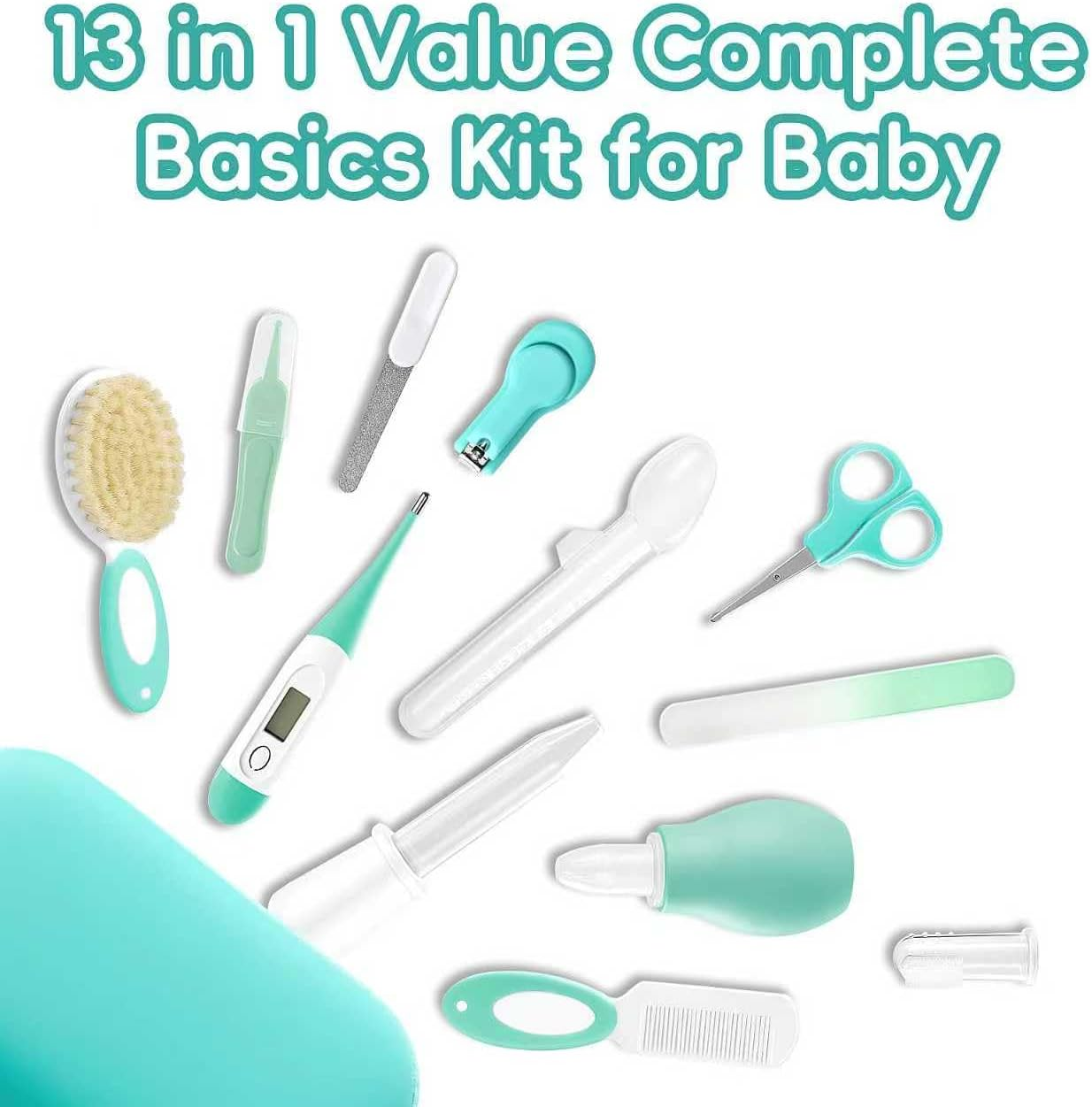 Baby Healthcare and Grooming Kit with Nail Clippers, Scissors, Infant Grooming Kit for Newborns (18 in 1, Green) - 25 Pc Green Kit image number 3