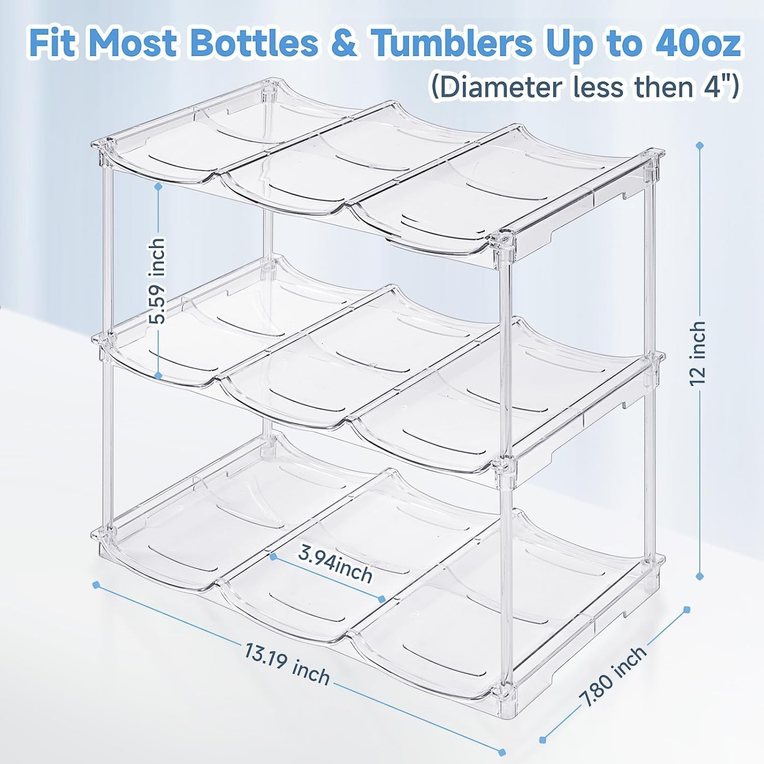 Stackable Water Bottle Stanley 40 Oz Tumbler, Water Bottle Holder for Cabinet, Pantry Kitchen Organizers and Storage for Stanley Cup Accessories, Tumbler Organizer and Wine Rack (3) image number 5