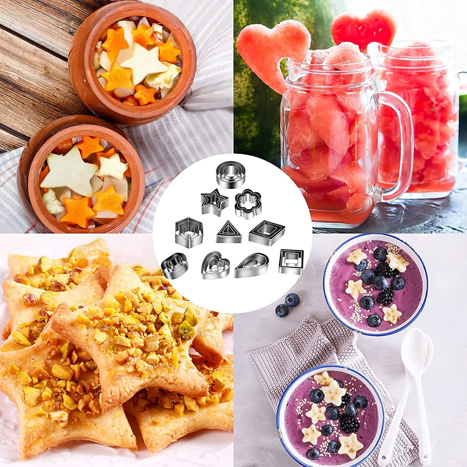 30-Piece Mini Cookie Cutter Set, Star, Flower, Heart, Oval Shapes, Stainless Steel, Dishwasher Safe image number 4