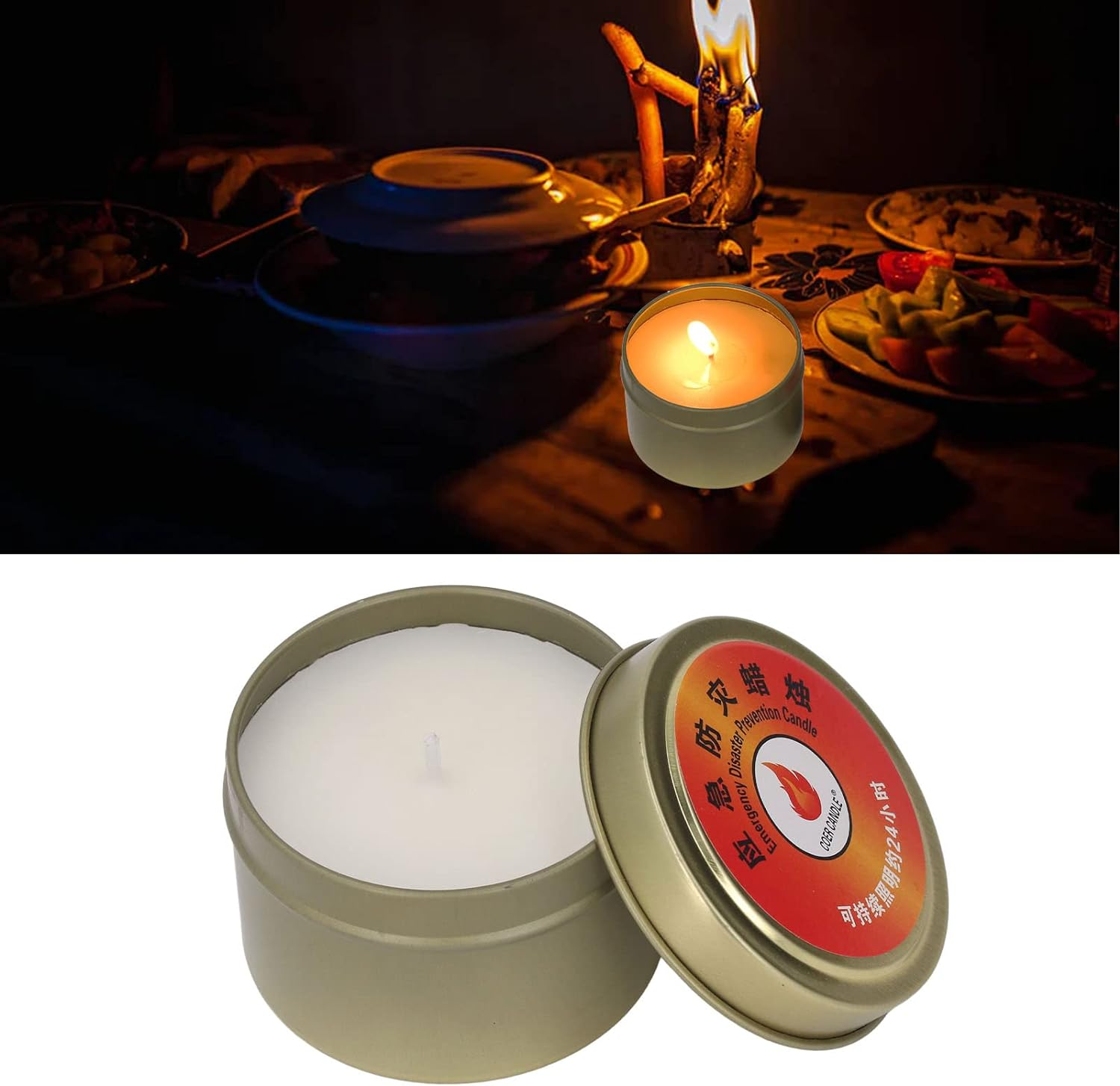 24 Hour Beeswax Wax Survival Candle, Windproof Waterproof Smokeless Outdoor Survival Candle, Portable Bright Emergency Kits, Camping, Hiking, Backpacking, Home, Wilderness(2#) image number 2