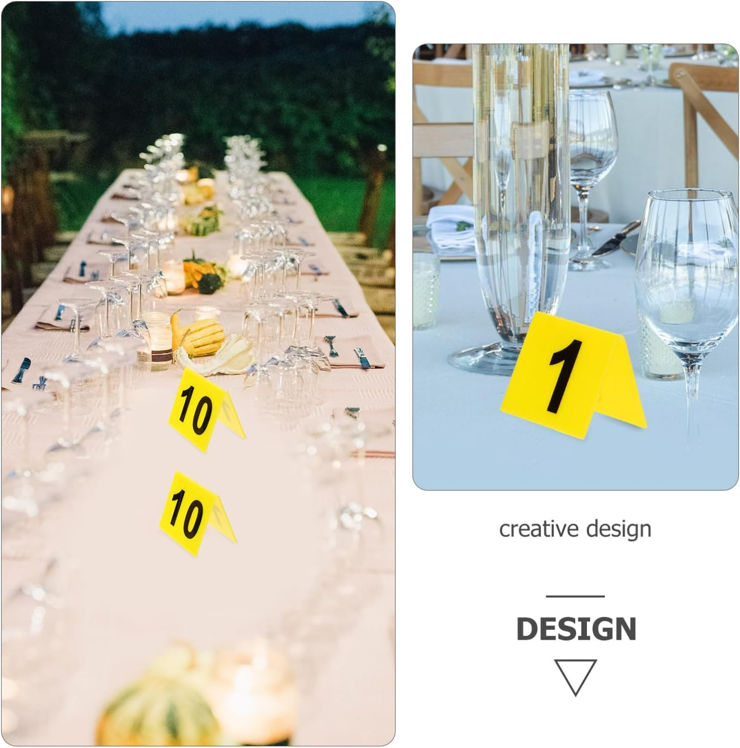 Angoily 10Pcs Acrylic Evidence Markers, Double-Sided Number Markers, Yellow Table Numbers for Restaurants, Crime Scene Decorations, 2.48 X 2.16 Inch image number 2