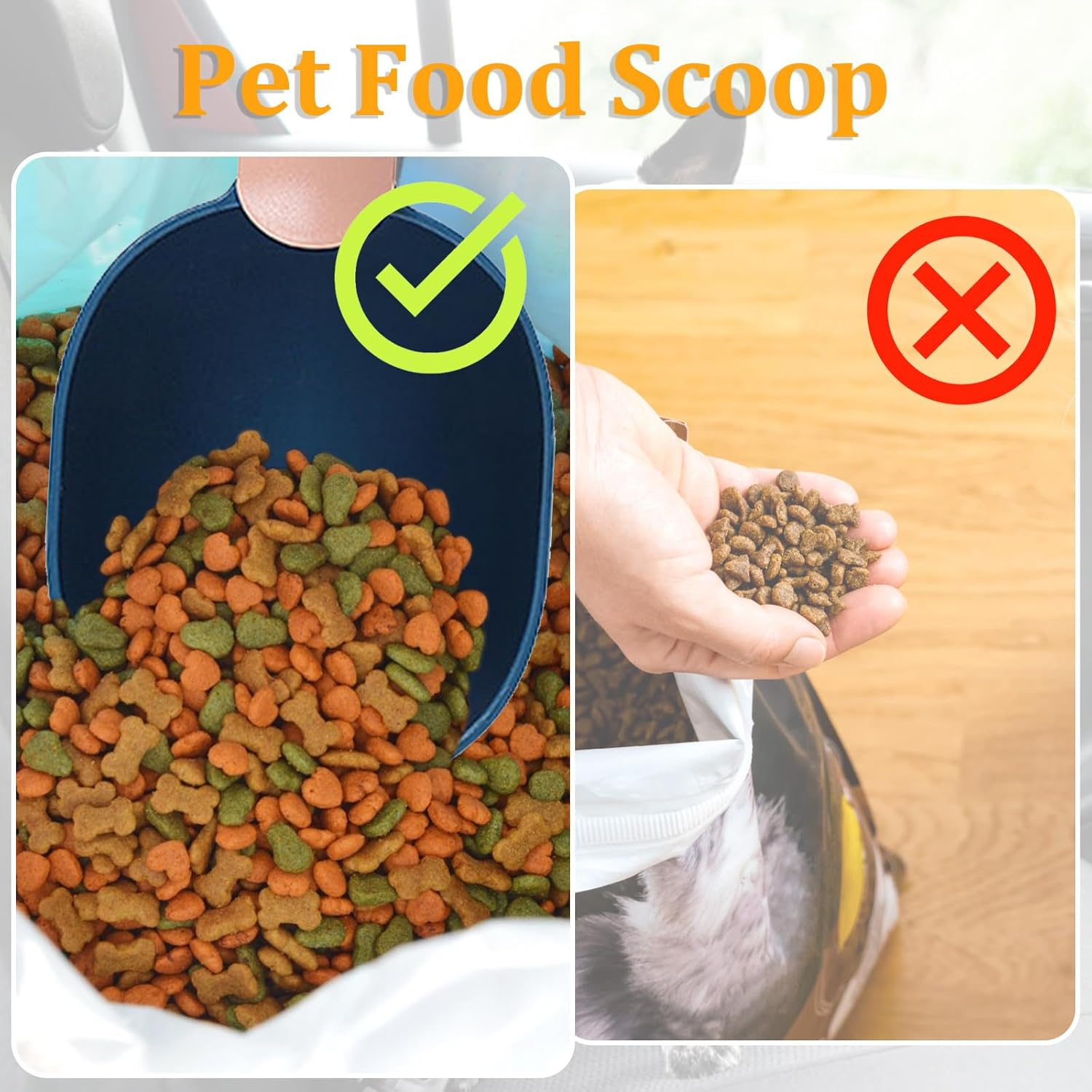 Cisolen Pack of 2 Scoop for Dog Food Pets Handle with Clip Food Scoop for Pets Food Spoon for Dogs Cats Pet Food Dog