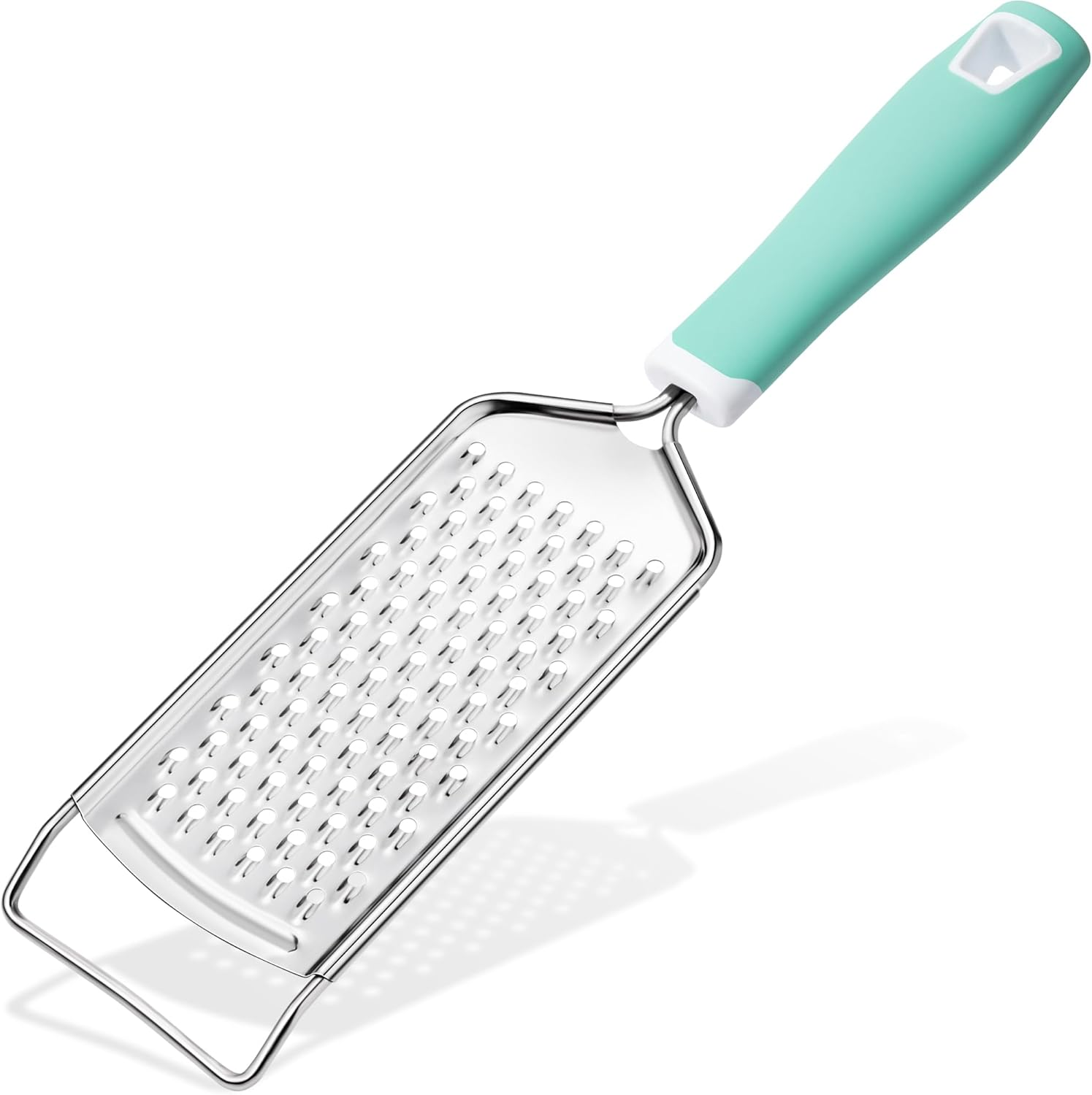 Rainspire Professional Cheese Graters for Kitchen Stainless Steel Handheld, Metal Lemon Zester Grater with Handle for Cheese, Chocolate, Spices, Kitchen Gadgets Tools, Soft Grip Handle (Blue)