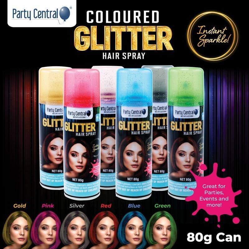 6X Hair Spray Paint GLITTER Non-Toxic Washable Party Fun Fluro Dye Colouring image number 2