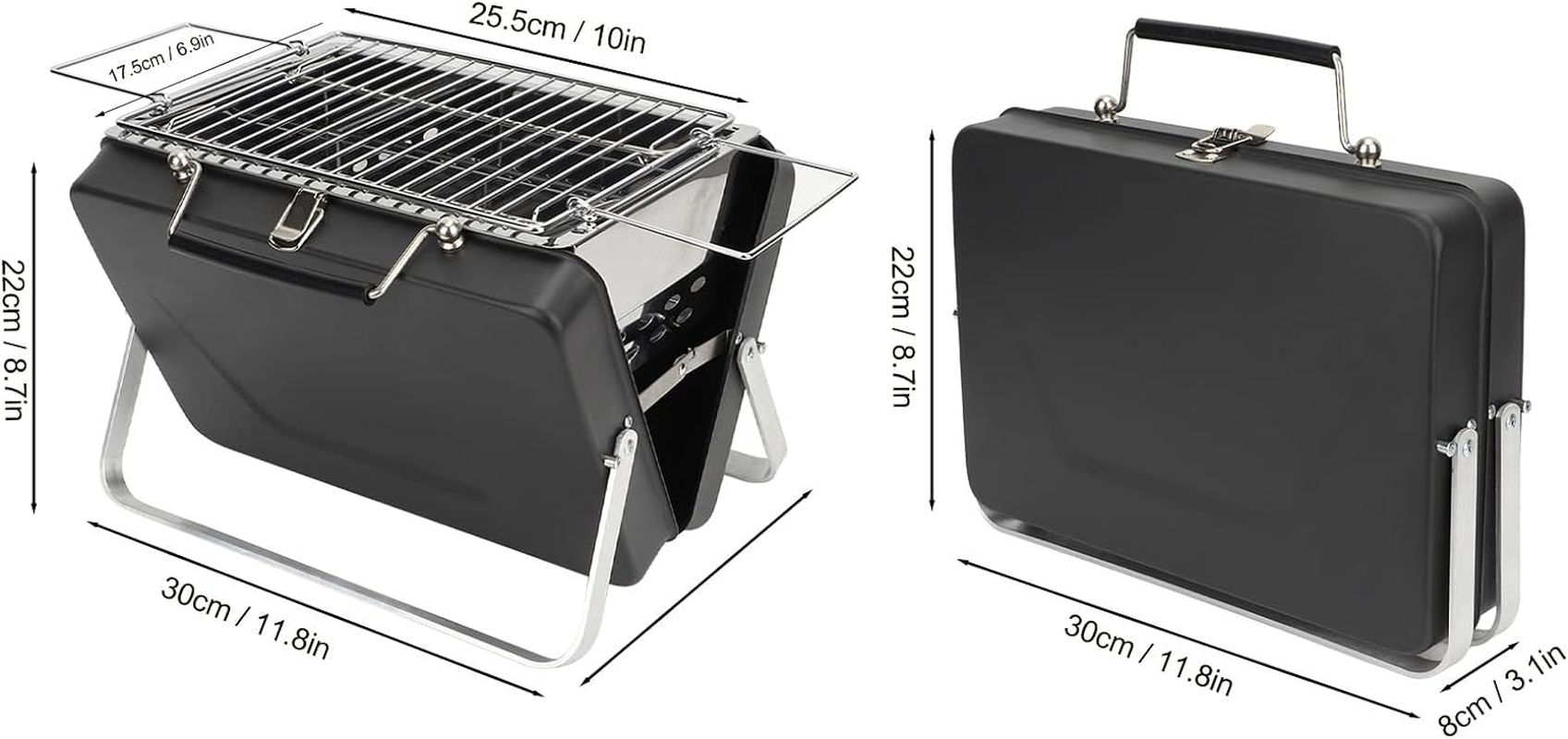 Portable Charcoal Grill, Mini 410 Stainless Stee Portable Charcoal BBQ Grill for Outdoor Cooking image number 6