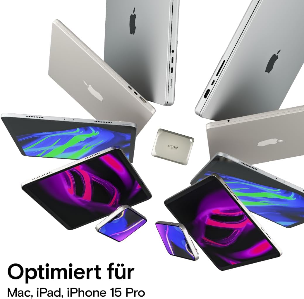 Crucial X9 Pro for Mac 2TB Portable External SSD - up to 1050Mb/S Read/Write, Mac Ready, External Solid State Drive, IP55 Water and Dust Resistant, USB-C 3.2 - CT2000X9PROMACSSD9B02 image number 1