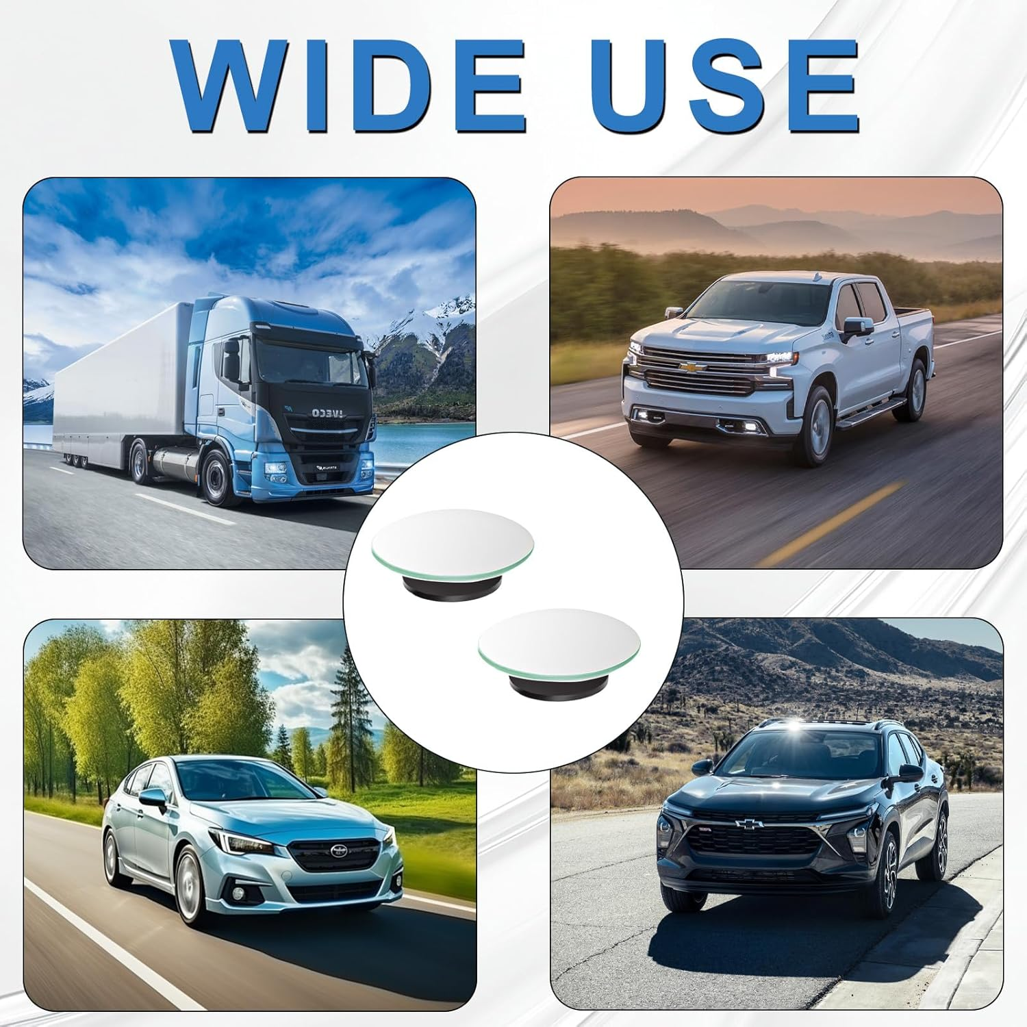 Blind Spot Mirror, 2" round Frameless Convex Rear View Mirror, 360 Degree Rotatable Car Blind Spot Mirror for Cars SUV Trucks, Pack of 2