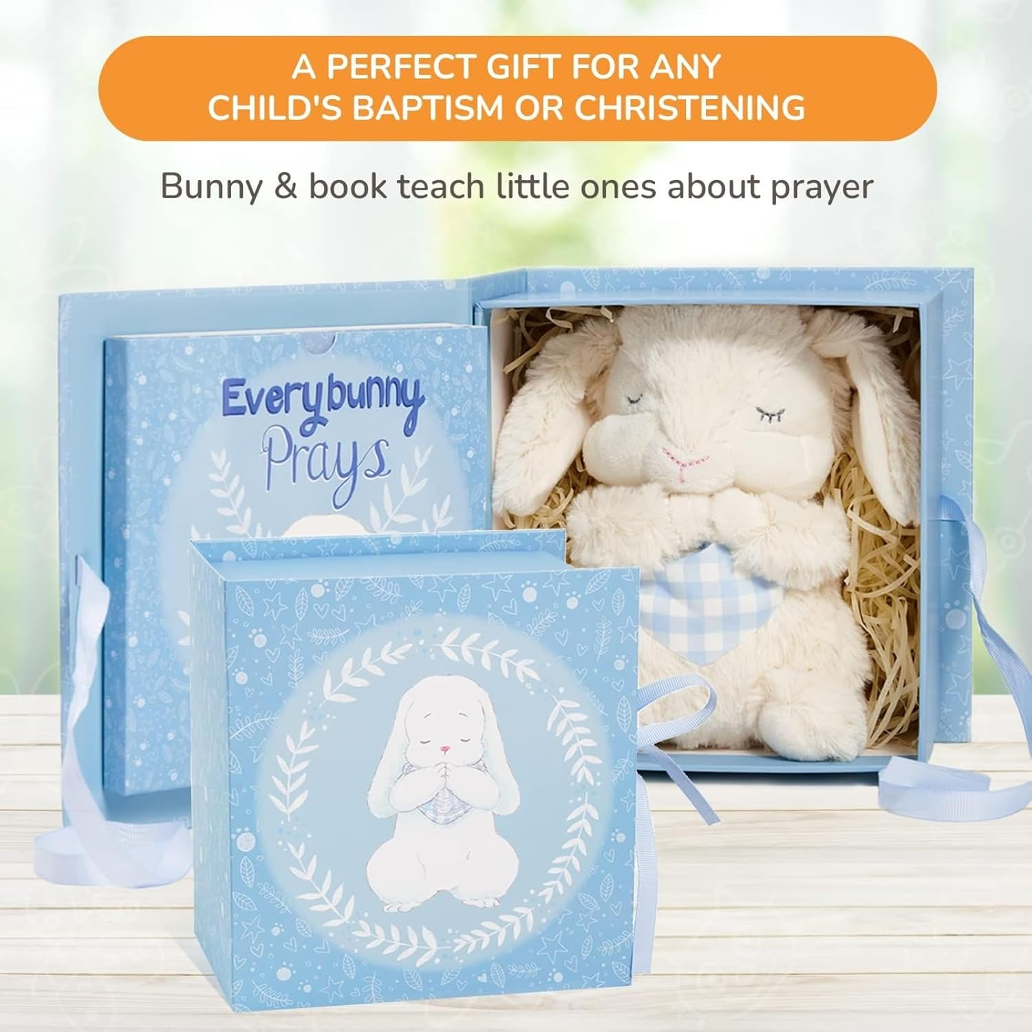 Tickle & Main Everybunny Prays - the Praying Musical Toy - Baptism & Christening Gifts for Boys, Babies & Toddlers on Easter & Christening (Blue, 7 In) - Baptism Gifts for Girl - Bunny Stuffed Animal - Pink image number 7