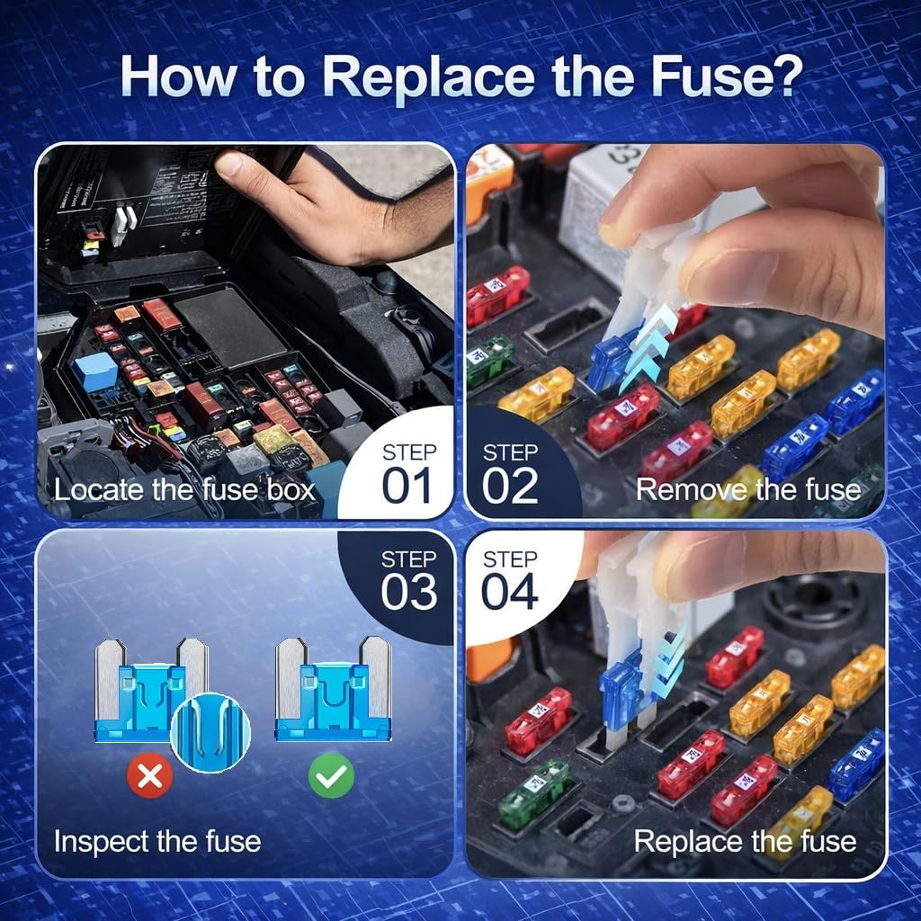 130-Piece Mini Car Fuse Assortment Kit, Automotive Assorted Blade Fuses, 1A-40AMP, Universal Fit for Cars Utes Boats Bikes Caravans (130Pcs: Mini) image number 5
