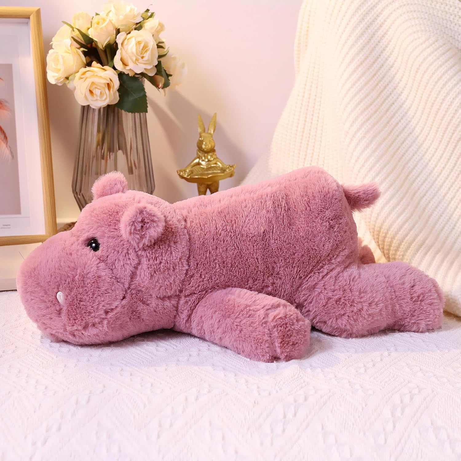 Weighted Toy 60Cm 2Kg, Soft Pink Medium Hippo Stuffed Animal, Perfect Cuddly Weighted Hippo Plush for Comfort and Relaxation image number 4