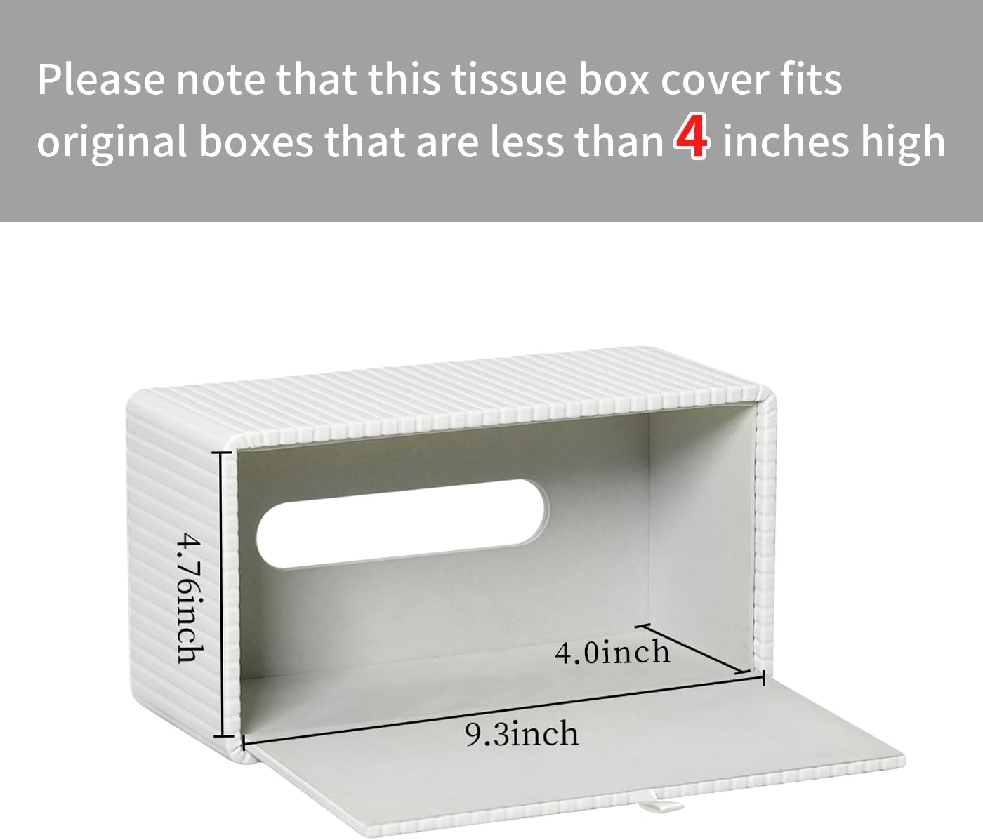 Stylish PU Leather Rectangle Tissue Box Cover with Magnetic Bottom for Bathroom Bedroom Office (White Stripes) - Black image number 5