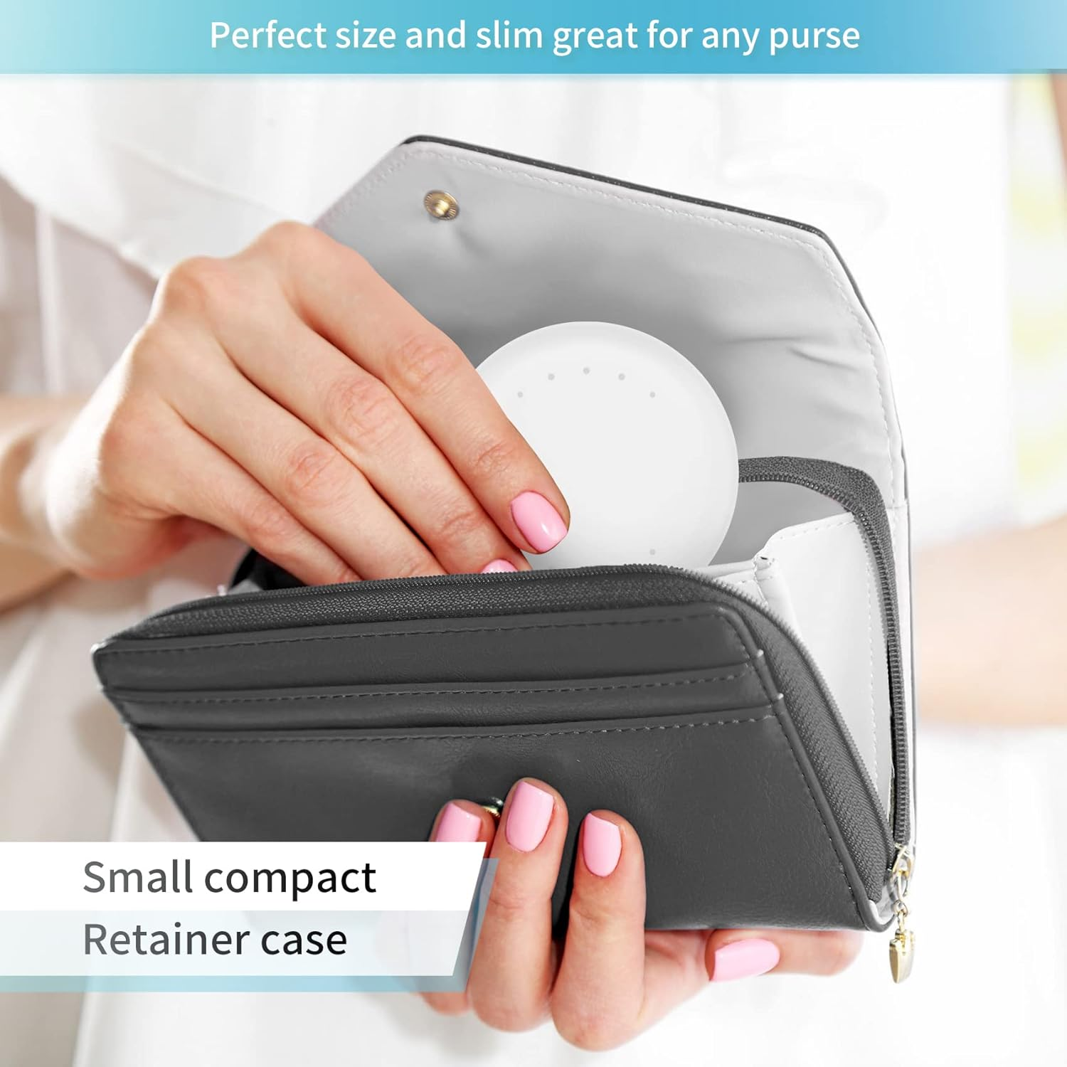 Annhua Orthodontic Retainer Case with Vent Holes, Denture Storage Case Slim Mouthguard Container Aligner Case with Magnetic Closure for Household|Travel|Office - White image number 5