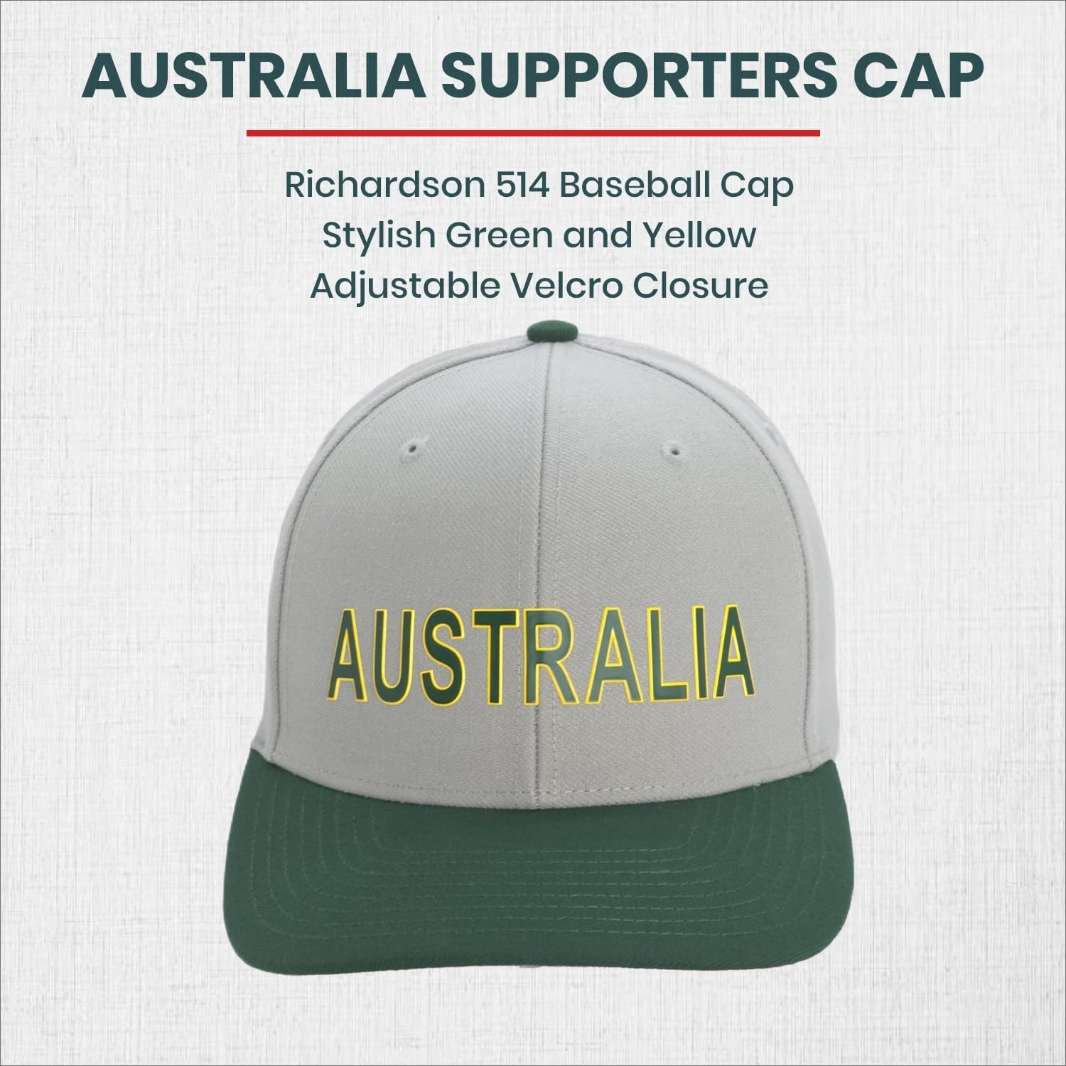 INTERSTATE Australia Supporter Cap, Richardson 514 Surge Adjustable Baseball Cap, 6-Panel, Precurved Bill, Adjustable Hook-And-Loop Closure, Surge Fabric, Grey Underbill - Grey image number 4