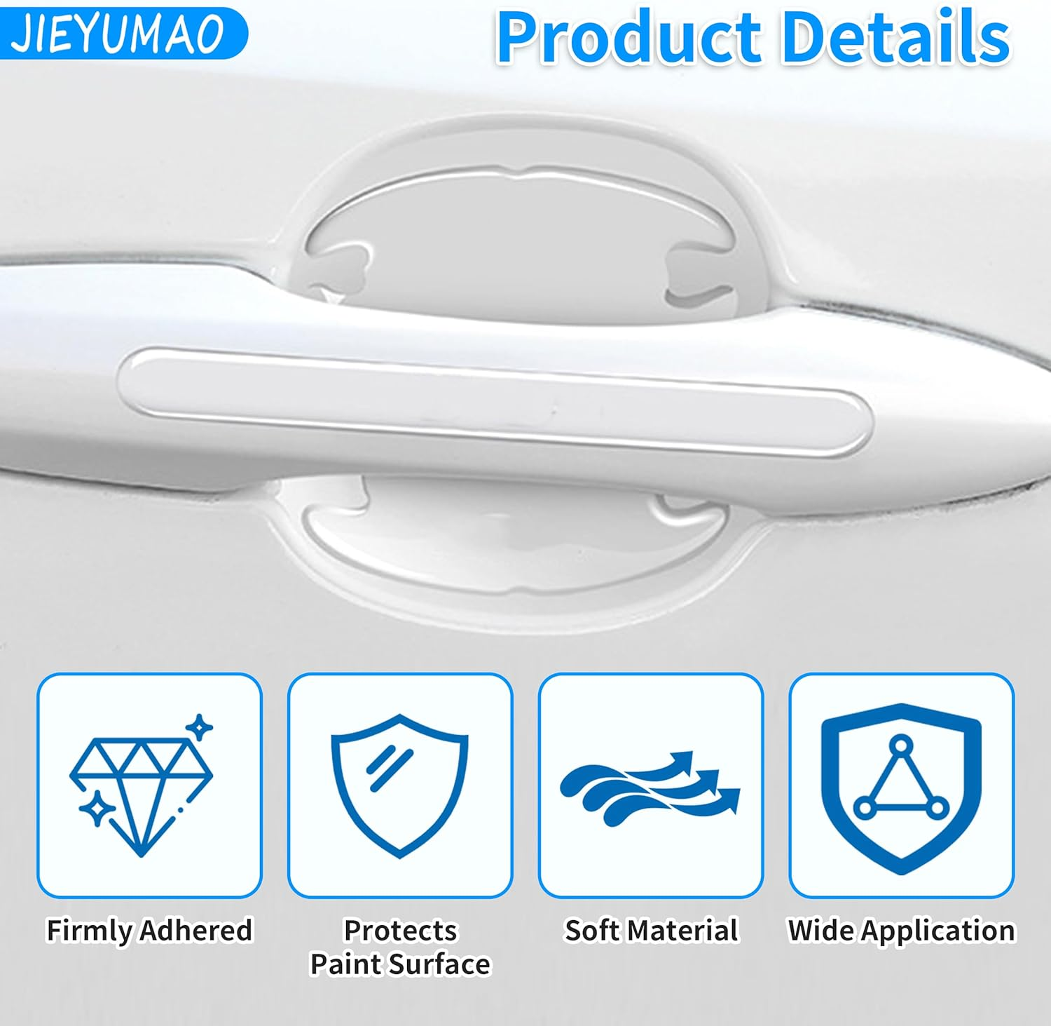 20Pcs Universal Car Door Handle Protector, 2 Colors Reflective Bowl Sticker, Plastic Material, Protects Door Handle from Scratches image number 1