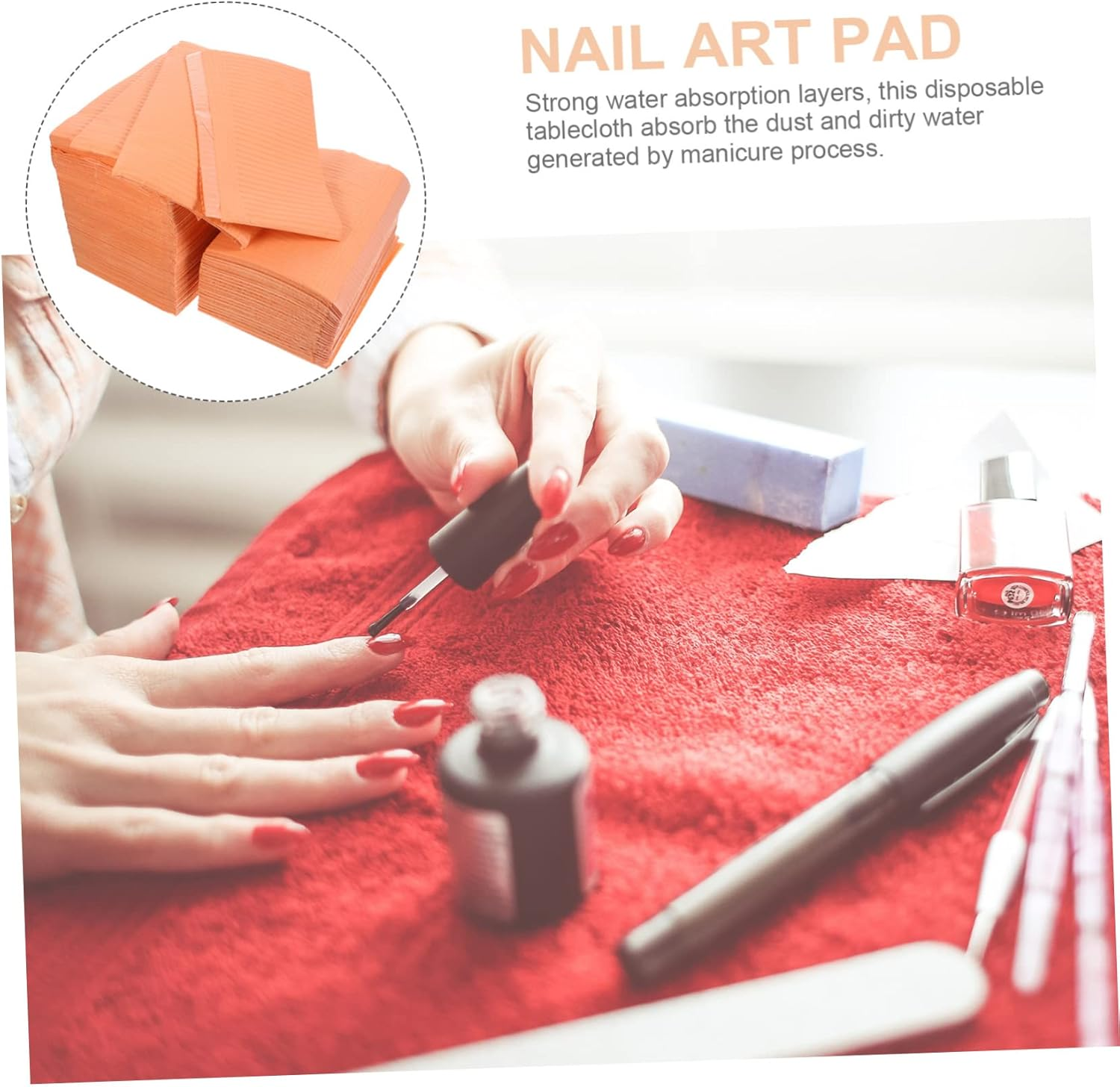 Healvian 125Pcs Manicure Tablecloths Disposable Mats Nail Art Pad Salon Supplies Water-Resistant Tablecloth Clean Pads