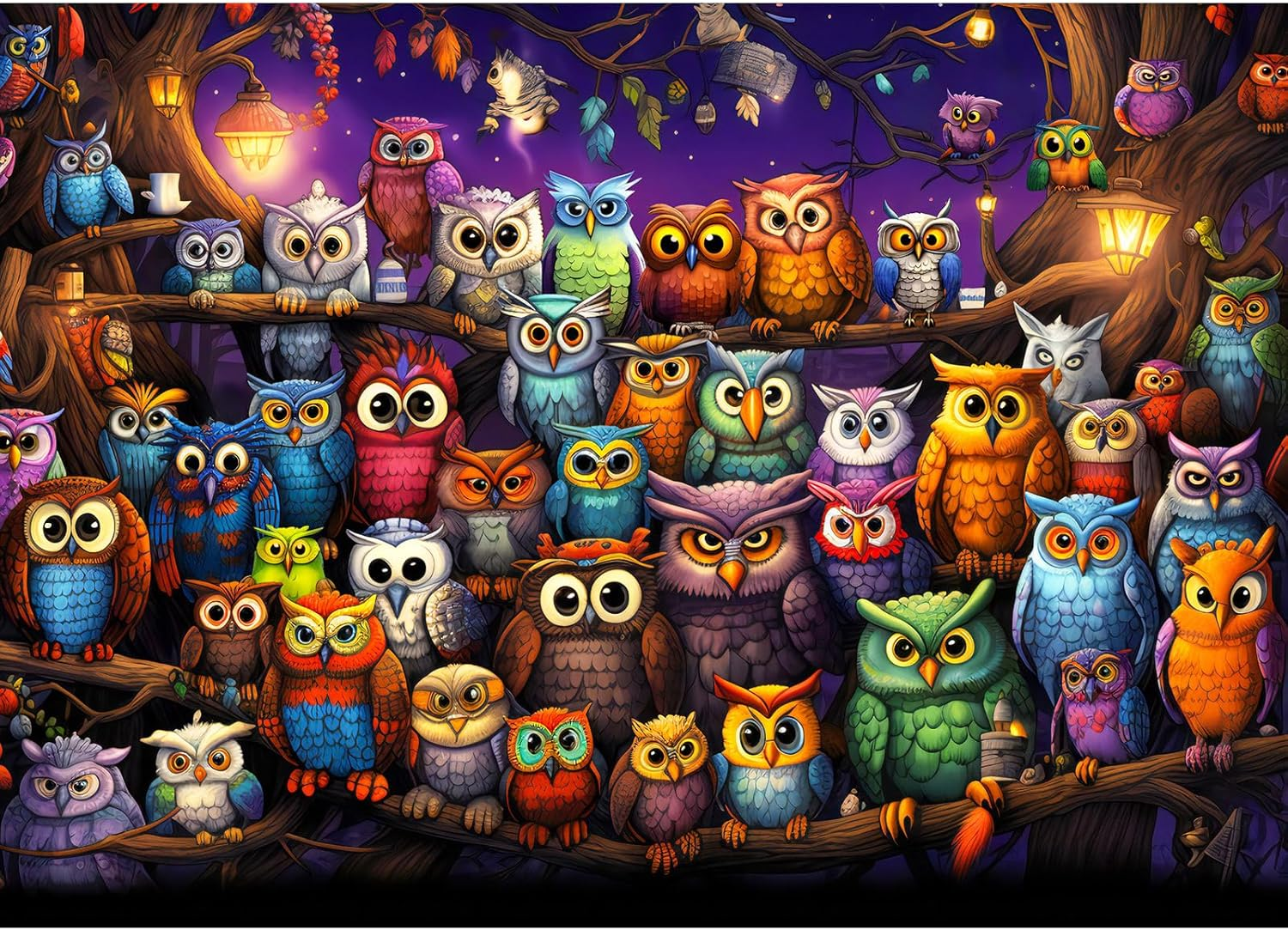 HUADADA Jigsaw Puzzles for Adults 1000 Pieces, Puzzles for Adults 1000 Piece, Challenging Game Toys, Impossible Puzzle, Family Decoration Puzzle - Owl Family image number 1