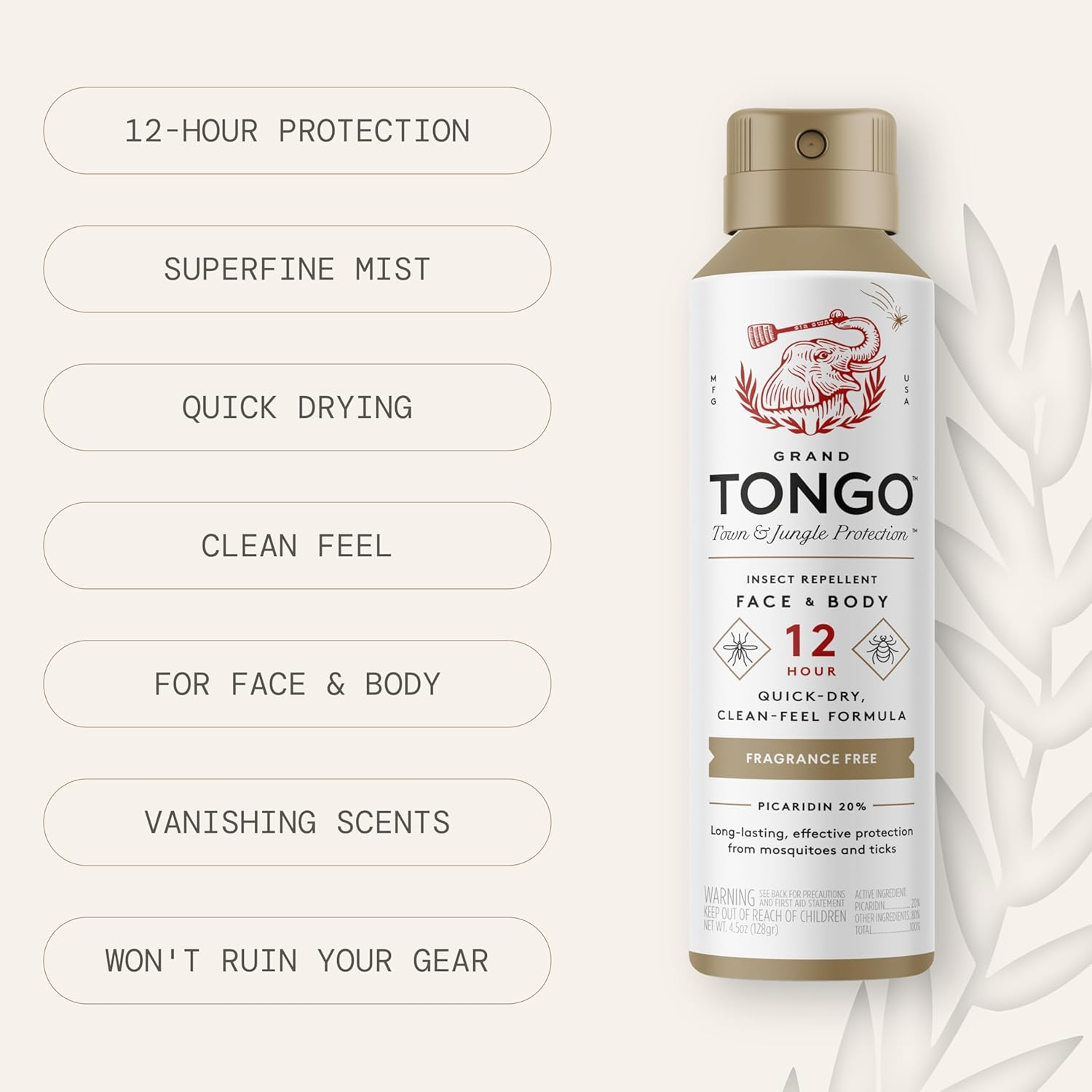 Grand Tongo Deet-Free Insect Repellent, the 12 Hour Protection, DEET Alternative &ndash; Fragrance Free image number 3