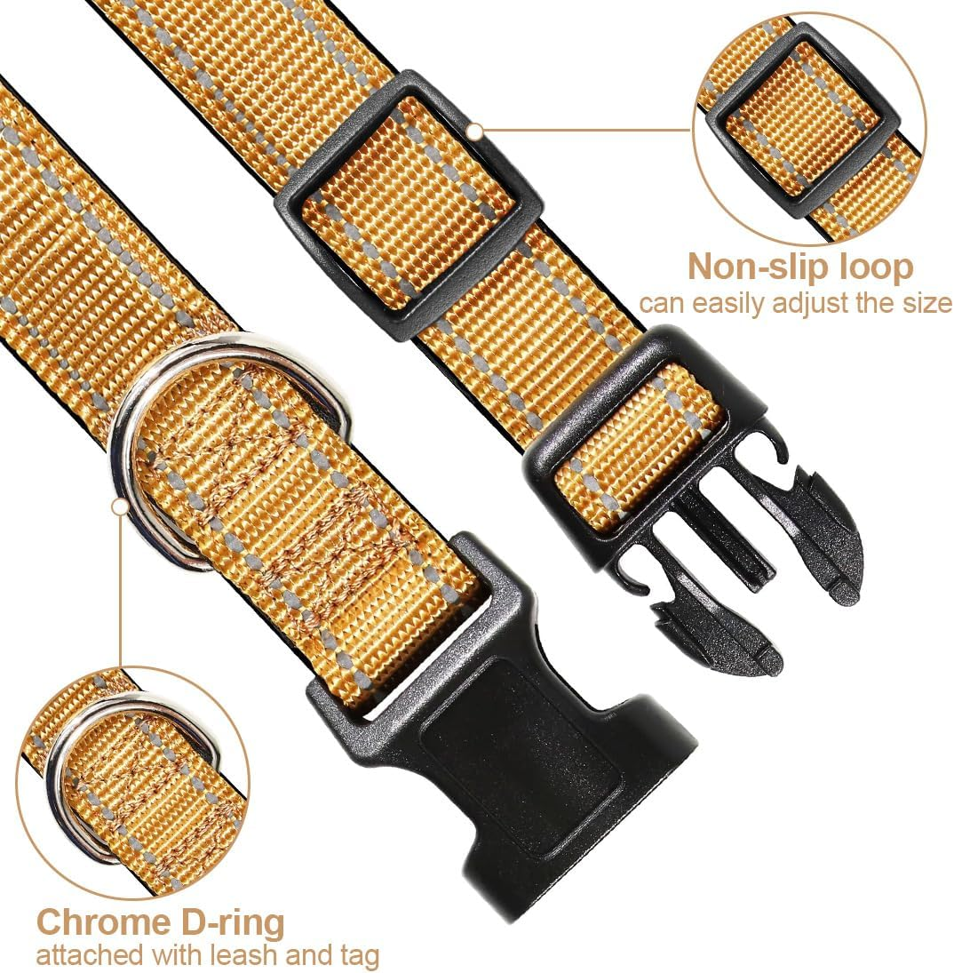 Nylon Dog Collar, Ultra Soft Dog Collar with Neoprene Padded, for Puppies, Small, Medium, Large Dogs, Brown, L image number 3