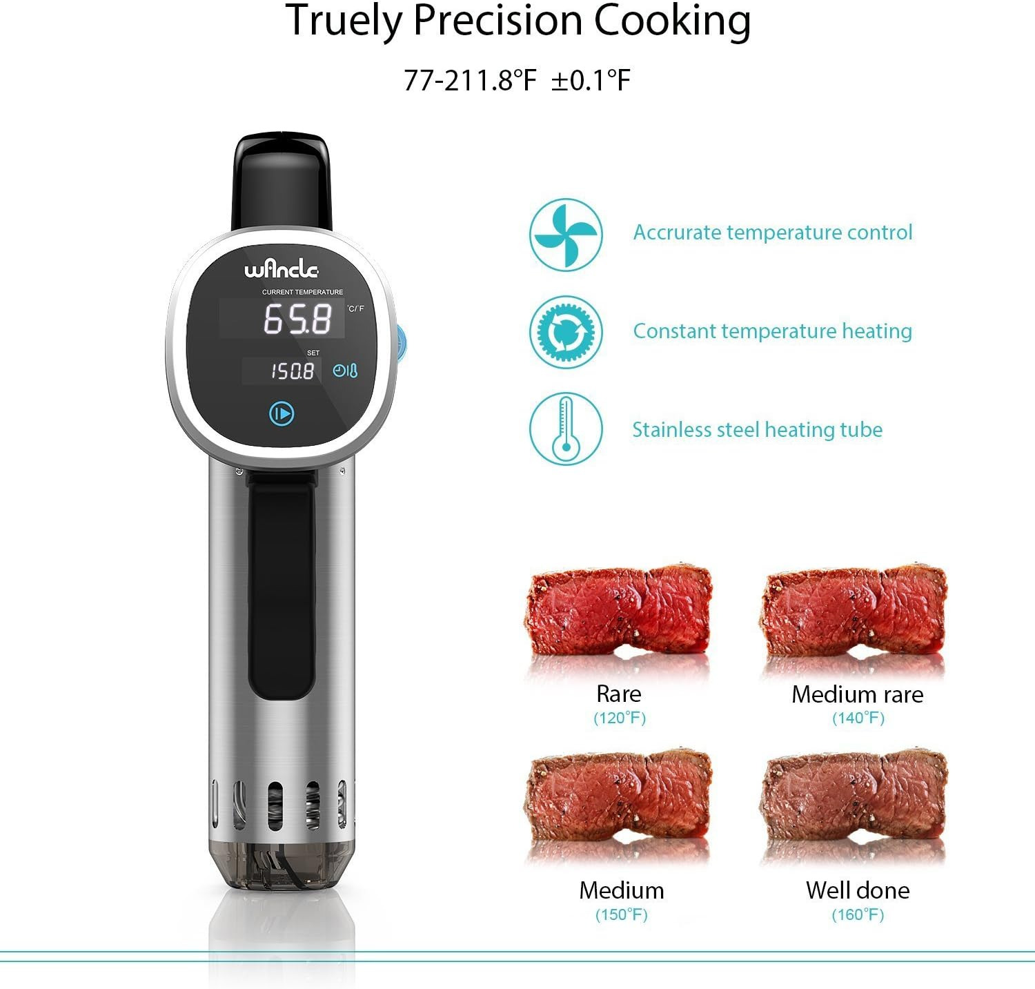 Wancle Sous Vide Precision Cooking Pot Immersion Circulator (Black) image number 2