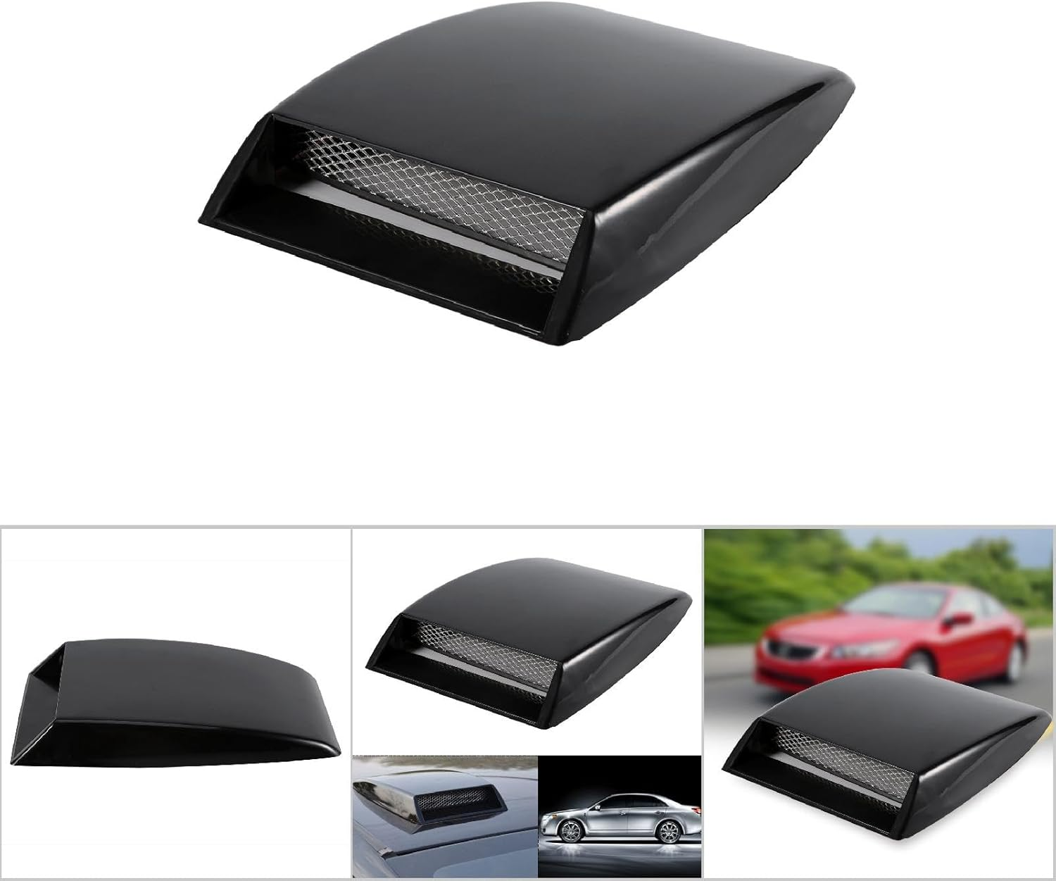 Universal Car Classy Air Flow Intake Scoop Bonnet Fit for Vent Sticker Cover Hood for Stylish Look Fit Most Cars and Vehicles ABS Material (Black) - Silver image number 4