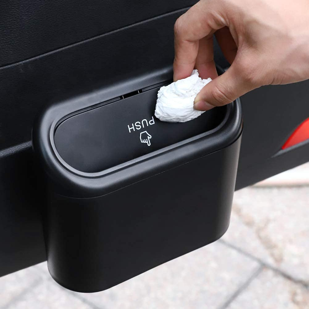 2 Pack Portable Hanging Mini Car Trash Can with 2 Rolls Car Trash Bags,Trash Can with Lid, Garbage Can for Car Office Home,Waterproof Odorless Garbage Can image number 2