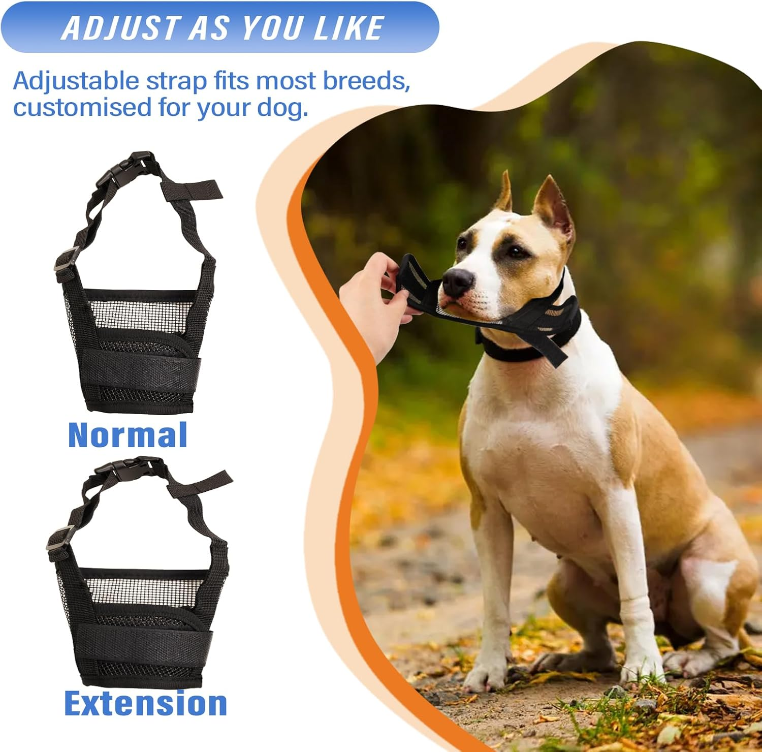 Viiotu Dog Muzzle, anti Barking Device for Small, Medium, Large Dogs, Adjustable Soft Breathable Mesh Muzzle, Prevents Biting,Barking,Chewing (Black, L) image number 3