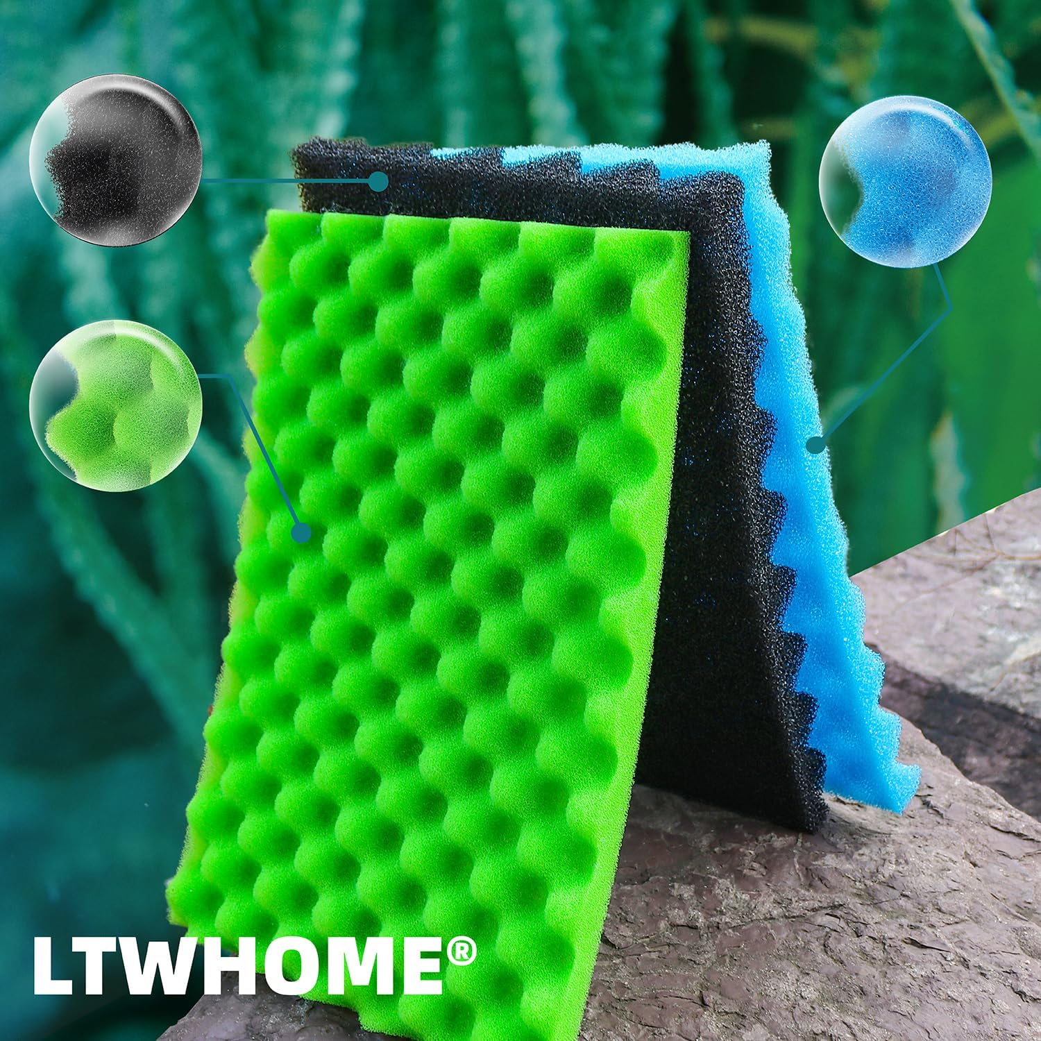 LTWHOME 430Mm X 280Mm DIY Aquarium Sponge Fish Pond Foam Filter Media Pad Set(Pack of 3 Sets) image number 4