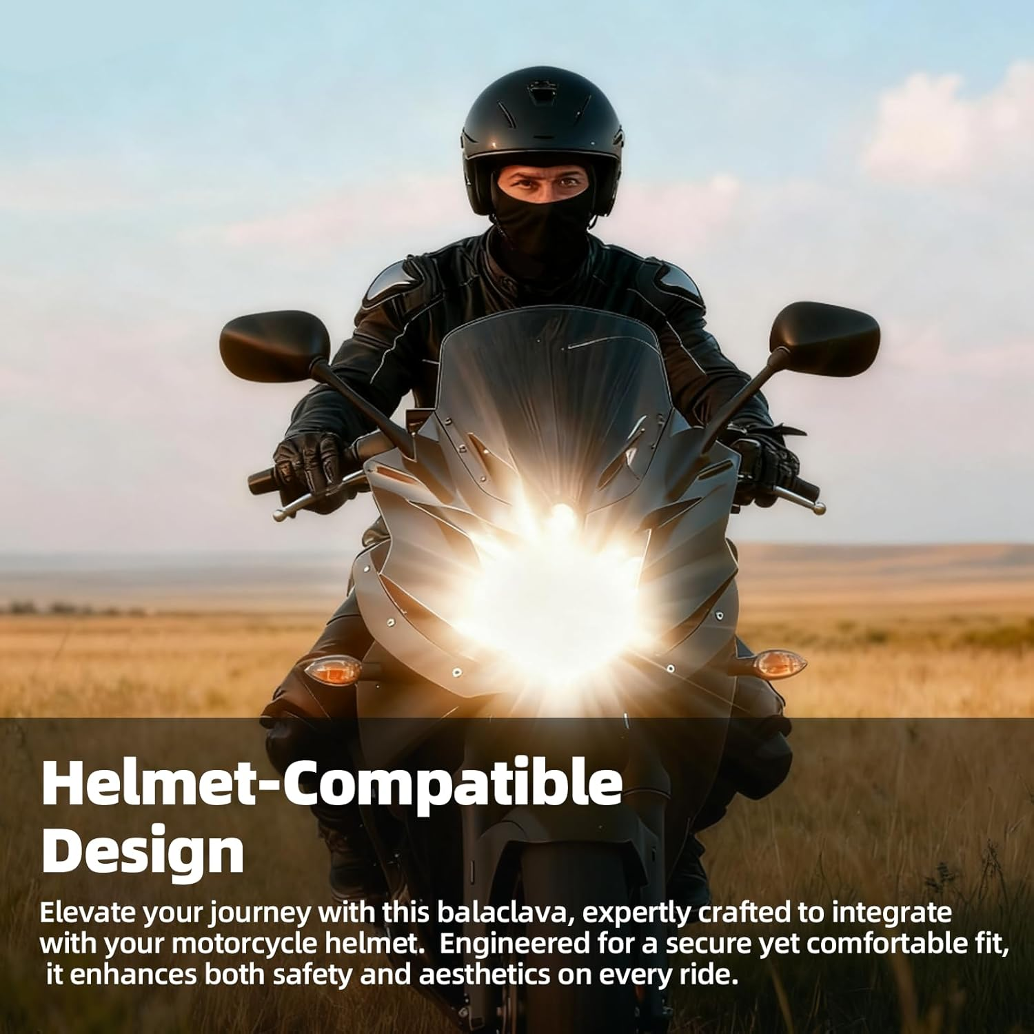 ONBPIY Black Balaclava Ski Mask Men Motorcycle Accessories UV Protection Winter Outdoor Sports image number 1