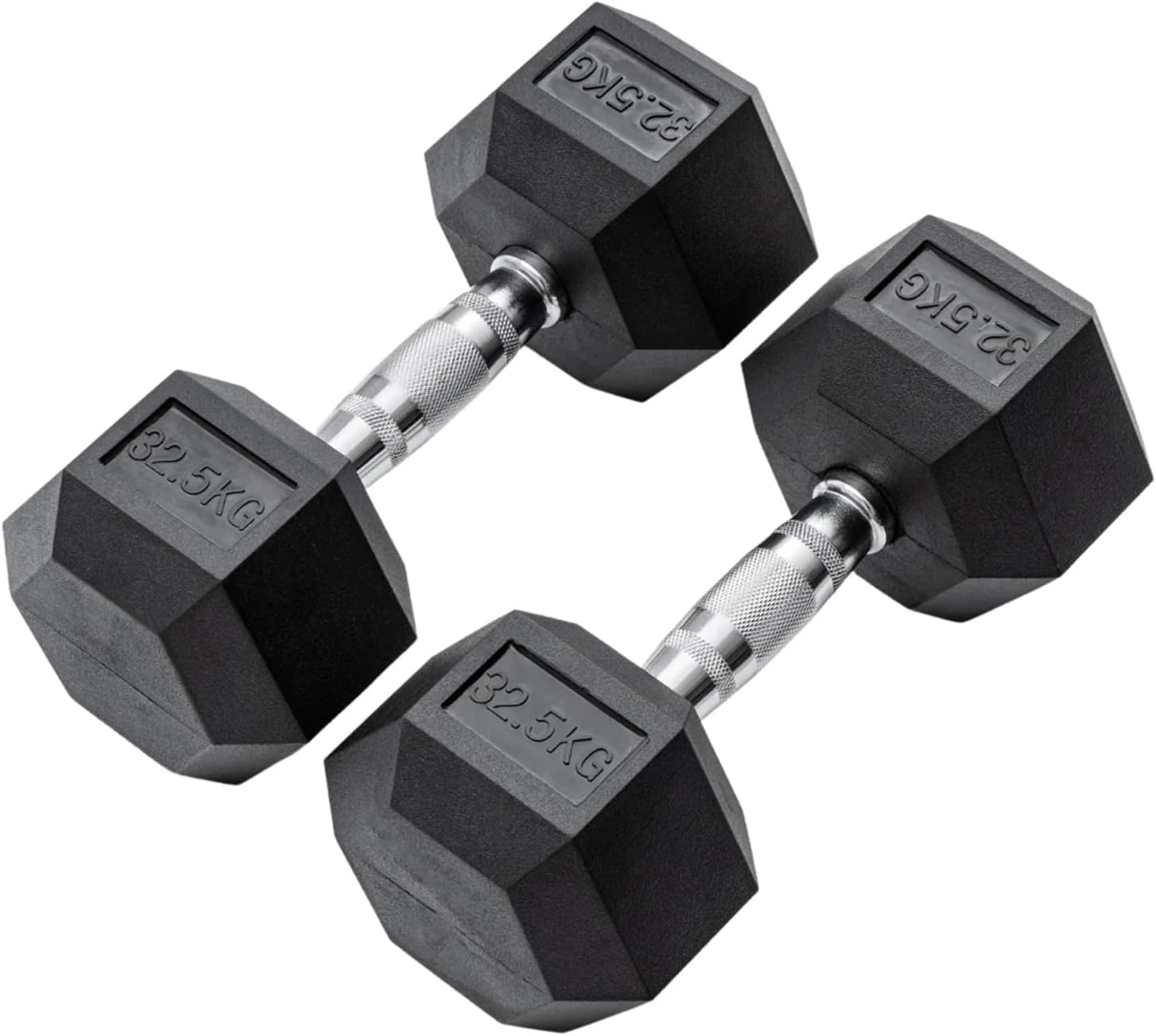 METEOR Hex Dumbbell Sets &ndash; Flat Bottom Rubber Coated Dumbbells, Exercise Weights with Ergonomic Steel Handles, for Strength Training, Body Building, Weightlifting, Workout, Gym, Fitness image number 5