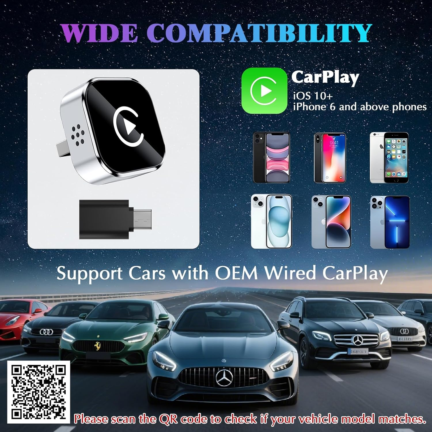 Wireless Carplay Adapter for Iphone, 2025 Upgrade Convert Wired to Wireless Car Play Dongle, Mini Size USB Design for Apple Carplay Adapter, Usb-A/Type-C, No Delay, Plug and Play & Stable Control image number 6