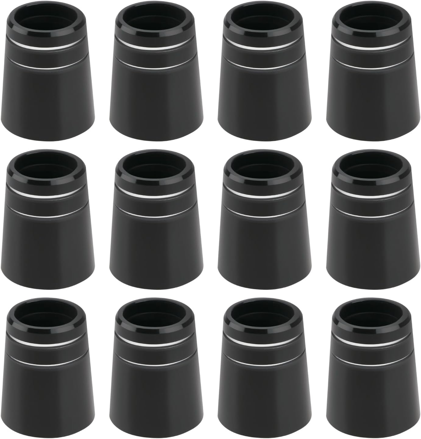 12Pcs Iron Ferrules Golf Ferrules Double Silver Ring Rubber Sleeve Conical Golf Club Ferrule for 0.355 Club 8.6X16X13.5Mm Black image number 1