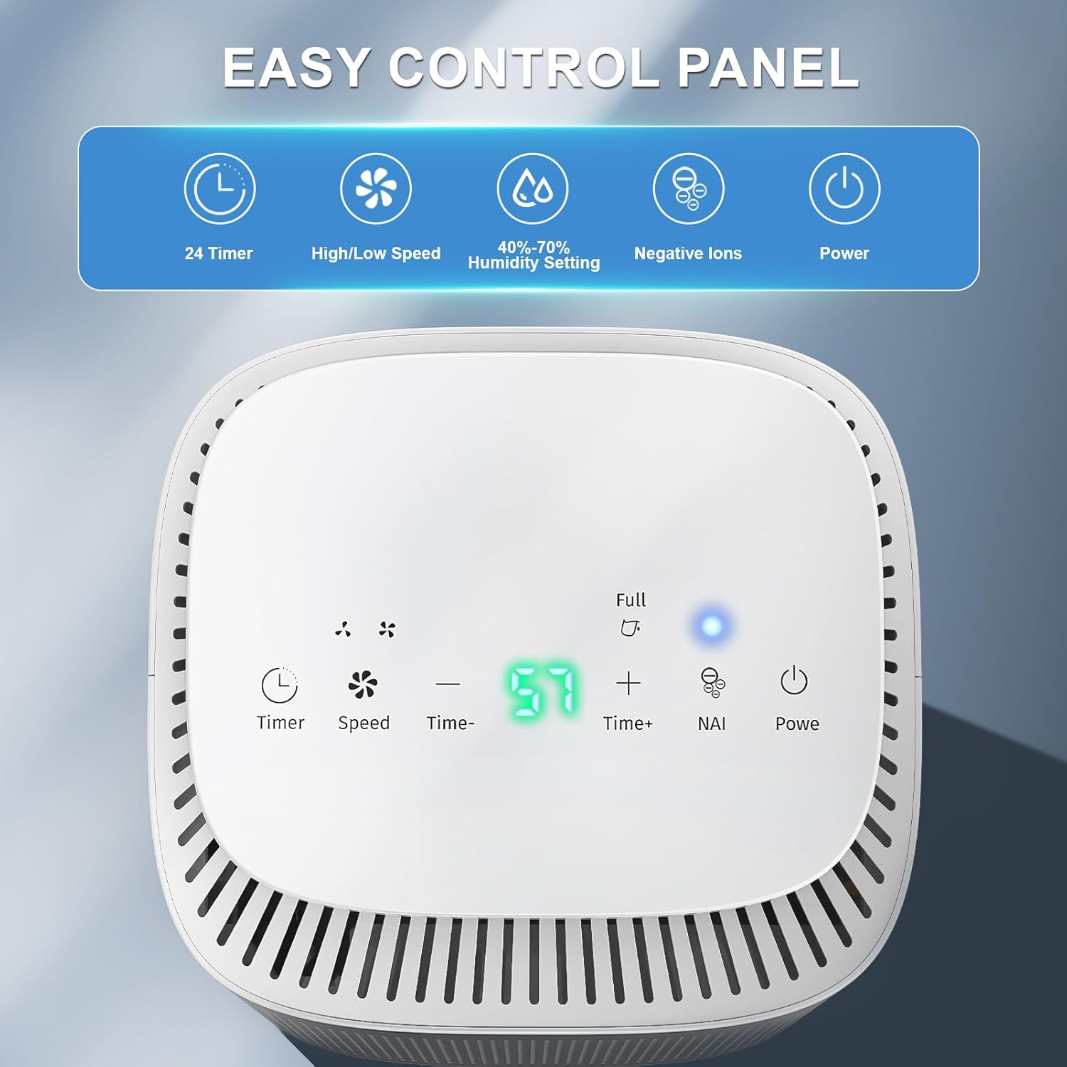 Advwin Dehumidifiers Air Purifier 2 in 1, Air Dehumidifier with Drain Hose 1600Ml Water Tank, Quiet Small Dehumidifiers Suitable for Bedroom, Bathroom, Wardrobe Room, Office, White - 2L image number 2