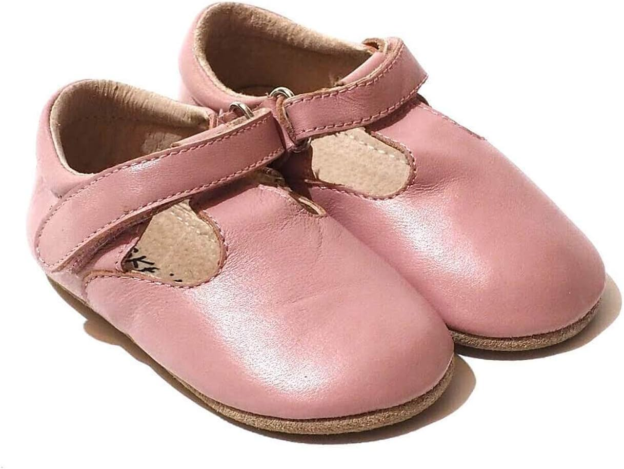 SKEANIE Pre-Walker Leather T-Bar Shoes, Pink, Medium image number 3