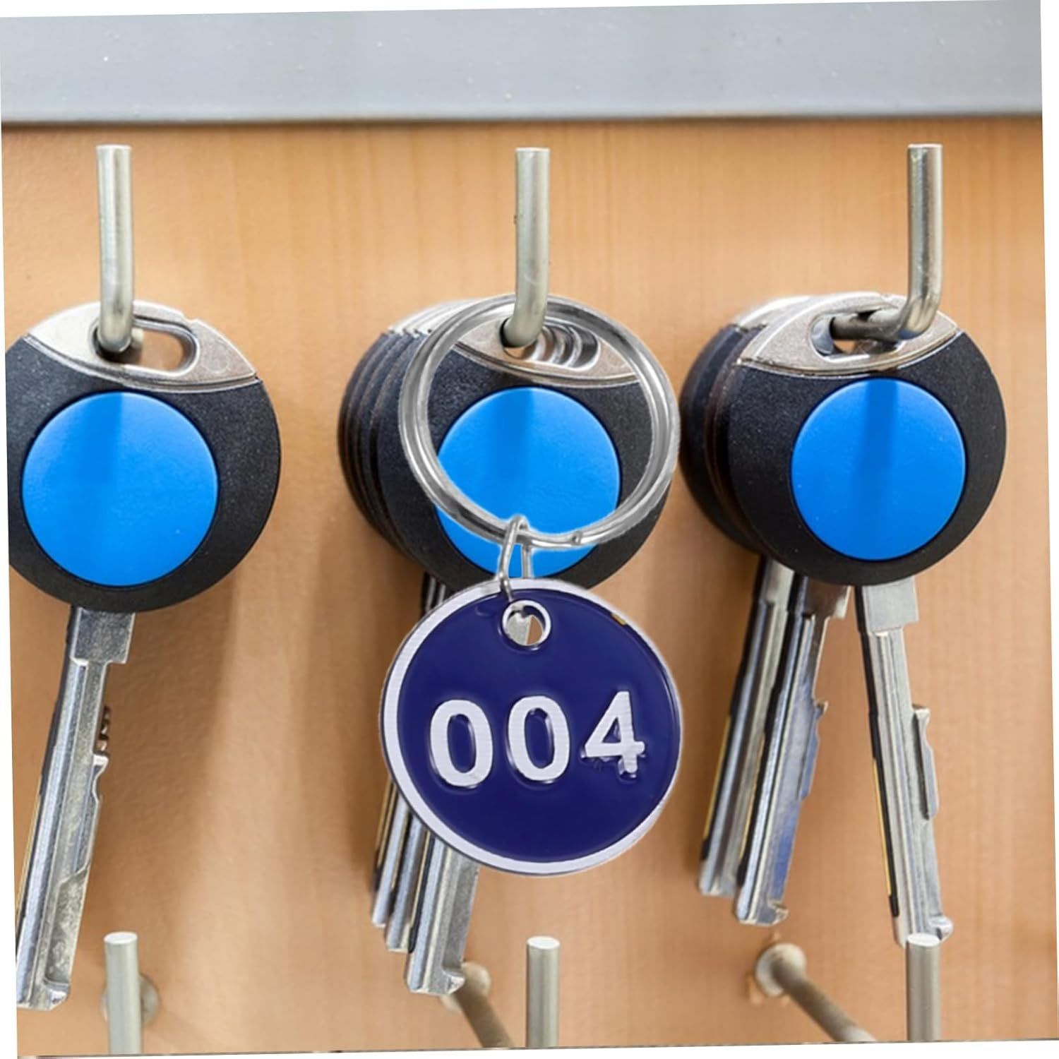 Parliky 50Pcs Aluminium Alloy Luggage Id Tags Metal Number Plates Blue Key Ring Labels for Travel Suitcases Storage Tags Compatible with Home, Office, Hotel Use image number 1