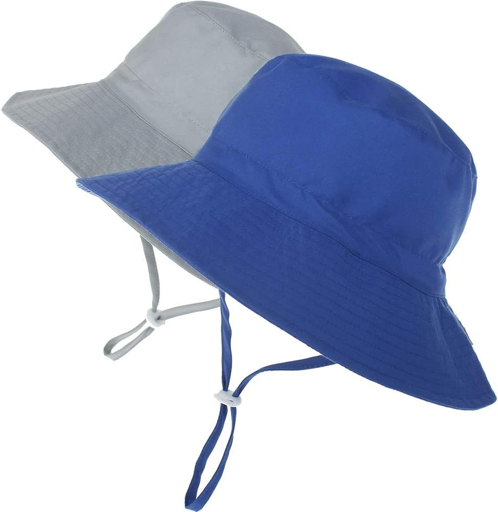 Maxnova Baby Sun Hat Toddler Summer UPF 50+ Baby Girl Bucket Hat Wide Brim Beach Hats for Baby Boys 0-7 Years 2Pack