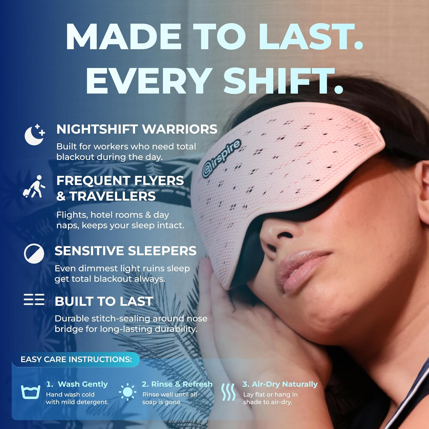 Cool Sleep Mask | No More Sweaty Nights | Ultra-Dark Breathable Eye Mask for Deep Sleep | Large Contours for Eye & Lash Room | Mesh for Airflow | Memory Foam Comfort for Side Sleepers | Travel & Night Shifts (Pink) image number 1