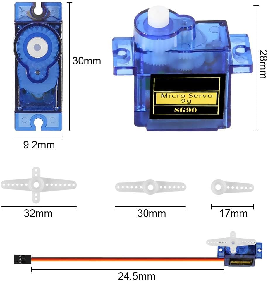8 Pcs SG90 9G Micro Servo Motor Kit, Mini Servos for RC Robot Arm/Hand/Control with Cable, Mini Servos for Arduino Project image number 5