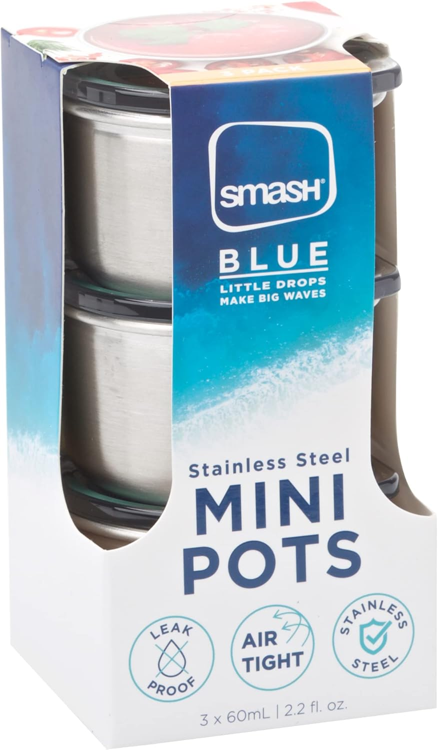 Smash Microwave Safe Stainless Steel Mini Dressing/Sauce Pots, Sage, 60 Ml Capacity (Pack of 3) image number 7