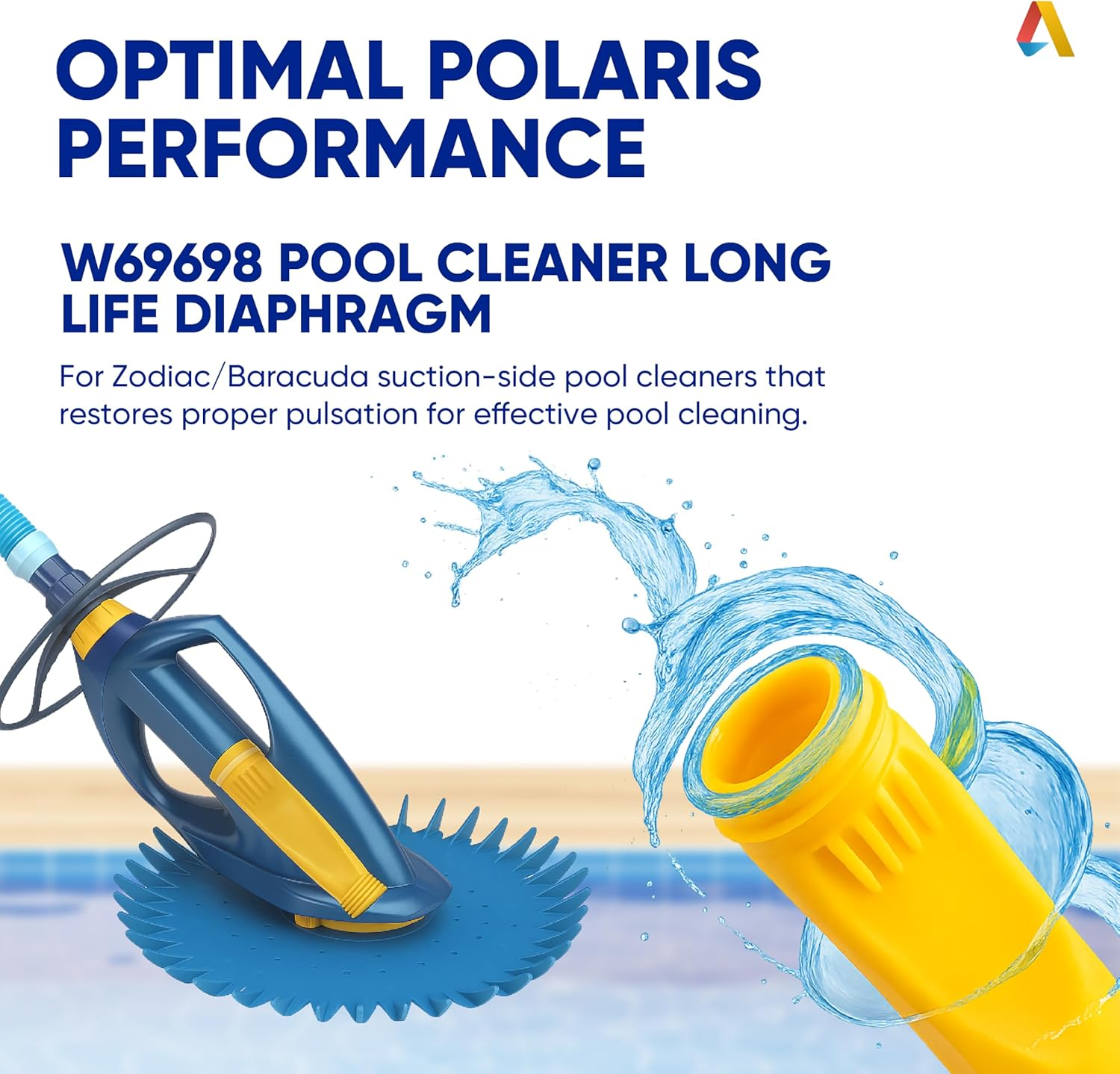 Pool Cleaner Diaphragm, W69698 Silicone Pool Cleaner Long Life Diaphragm for Zodiac Baracuda G3 G4, Alpha 2, 3 and Zoom Pool Cleaner, Heavy Duty Pool Cleaner Diaphragm (Yellow, 2 Pack) image number 4