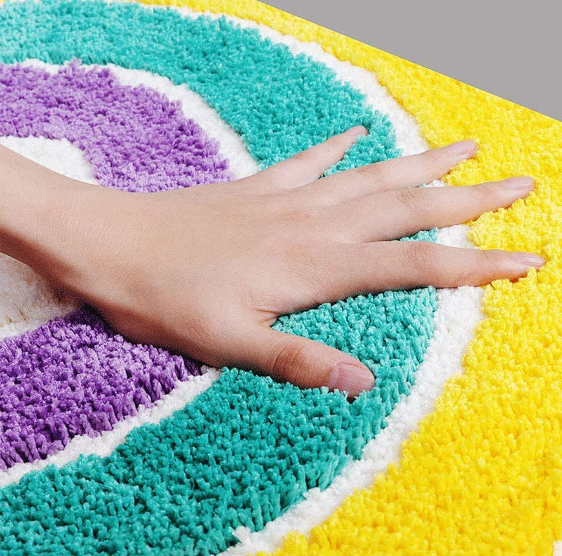 Multicolour Half round Bathroom Mat Rainbow Microfiber Non-Slip Absorbent Bath Shower Rugs for Living Room Bedroom Kitchen Home Decor 45 X 65 Cm image number 4