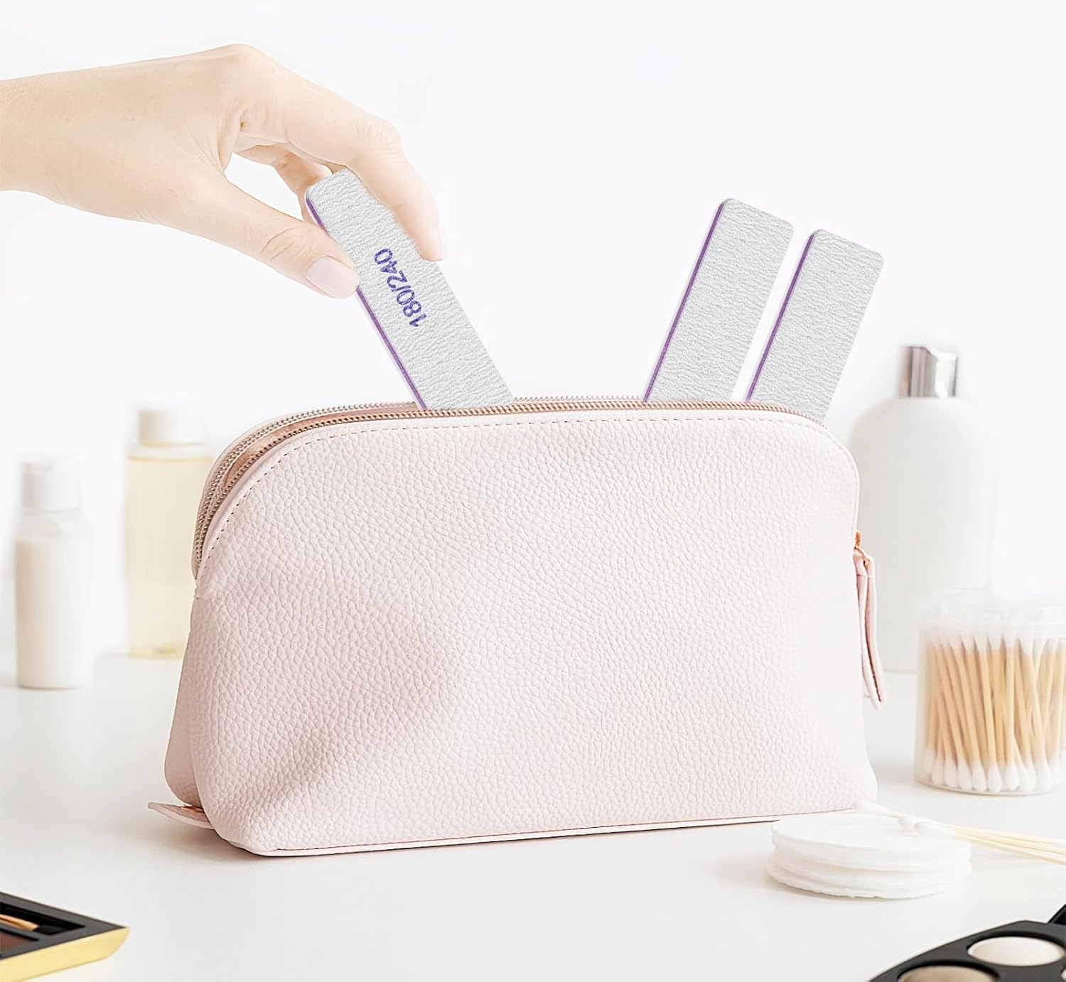 Nail File (12 Pack), 180/240 Grit Emery Boards Nail Files for Natural Nails and Acrylic Nails, Double Sided Emory Boards Limas Para Unas Acrilicas Profesional Fingernail Filer Reusable Manicure Gray image number 2