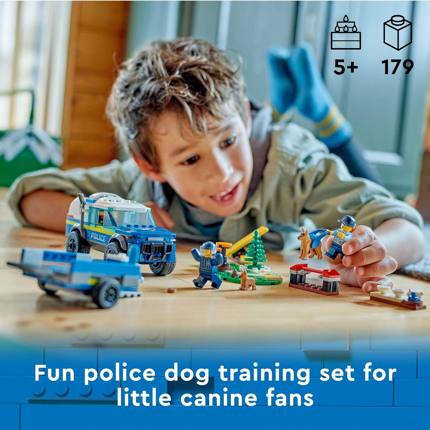 LEGO City Mobile Police Dog Training Set, Kids' Toy Car with Trailer, 2 Minifigures and Puppy Figures, Animal Playset, Building Toys for 5+ Year Old Boys and Girls 60369 image number 3
