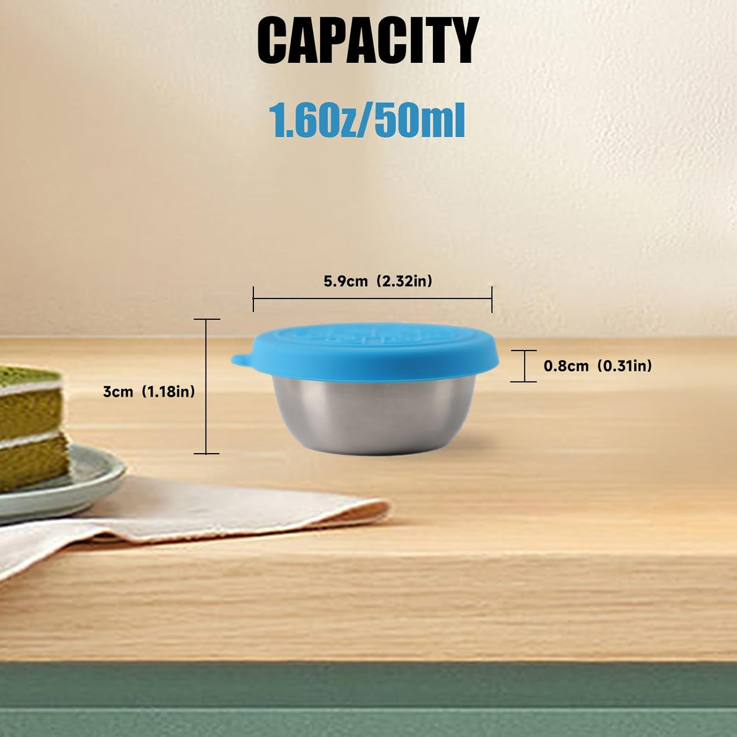 6X1.6 Oz Salad Dressing Containers with Lids, Reusable Snack Containers with Lids, Small Condiment Cups, Sauce Cups, Suitable for Lunch Boxes, Picnics, Travel Meal Prep and Kitchen Storage