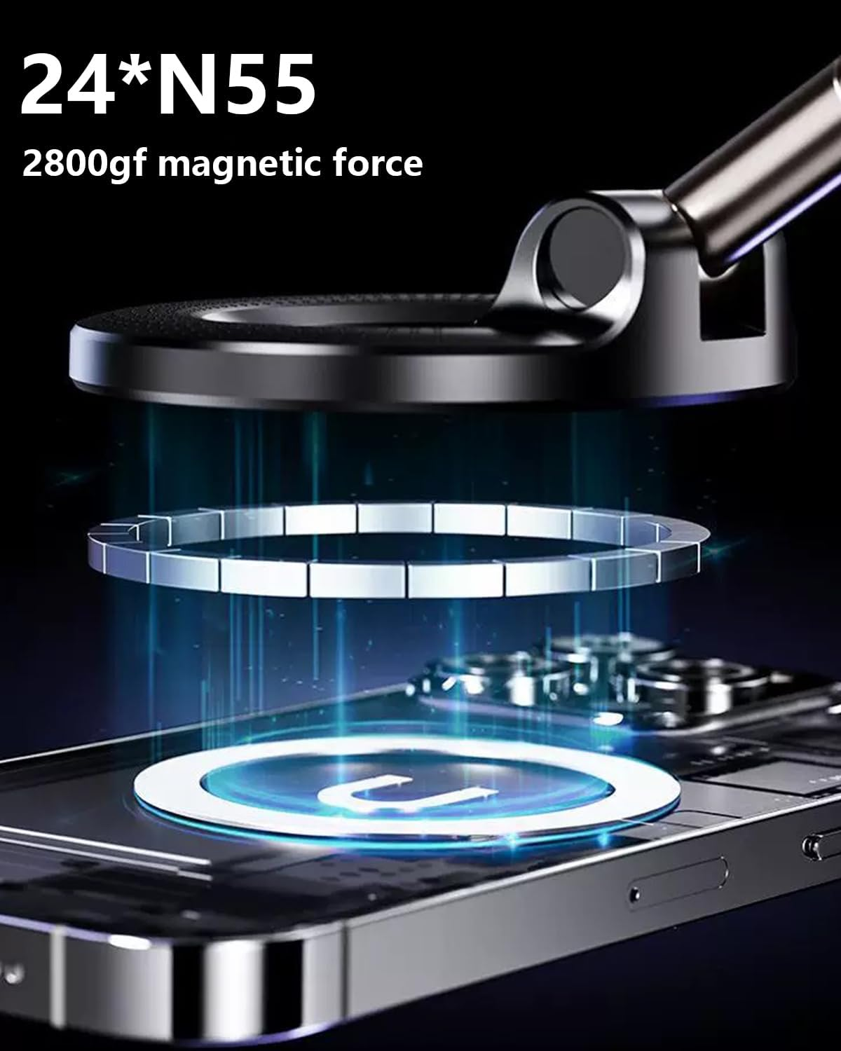 2025 Upgraded Vacuum Magnetic Phone Holder Stand,Strong Suction & Magnet Car Phone Mount,360&deg; Swivel Lock for Car/Gym/Mirror,Compatible with Iphone 17 Pro Max/Android/Most Phones image number 3