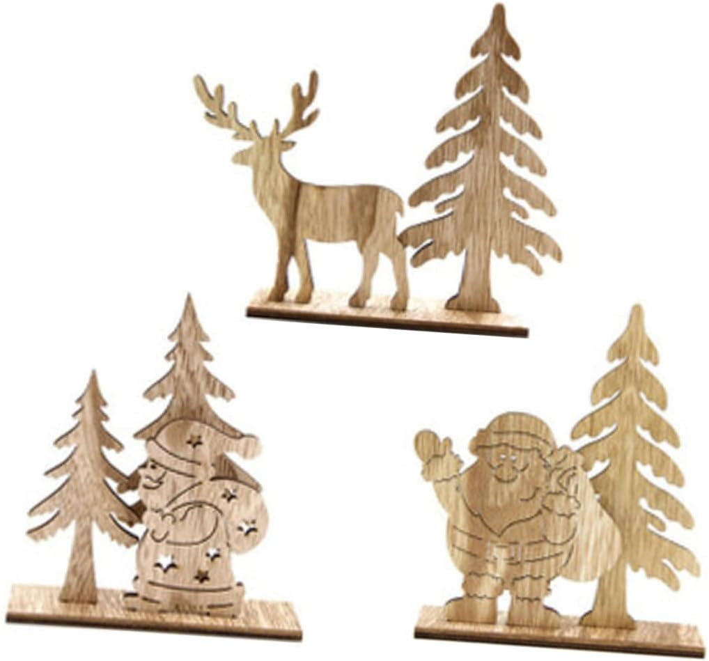 COHEALI 9Pcs Unique Elk Santa Christmas Ornament Wooden Decor Easy to Decorate for Party image number 4