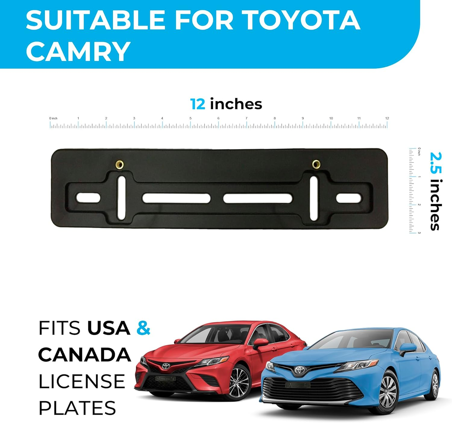 Front Bumper License Plate Bracket for Toyota Camry 2018-2025 + 6 Secure Screws & Wrench Kit image number 4