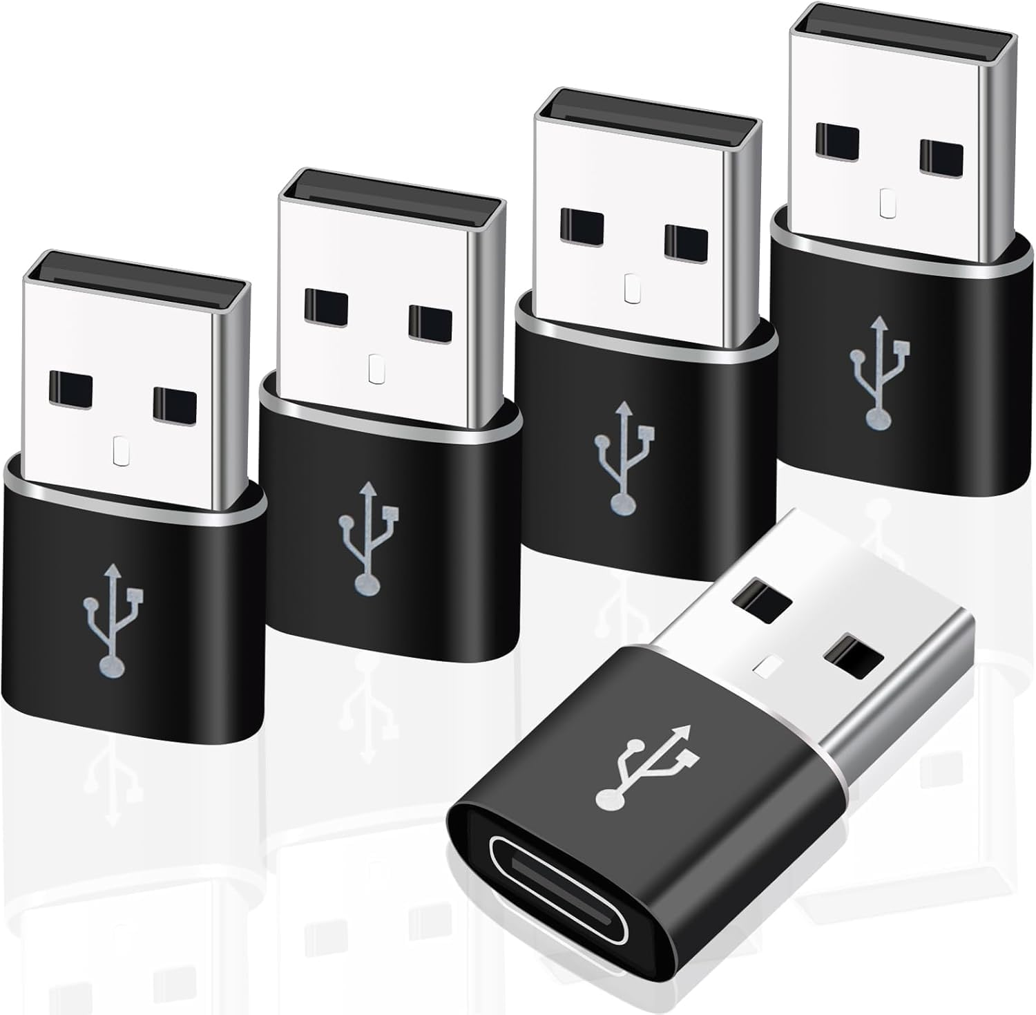 KEWAYO 5PCS USB to Type-C2.0 Adapter Type-C Female to USB Male Adapter Compatible with Iphone 1514 13 plus Pro Max, Airpods, Ipad, Car, Samsung S24