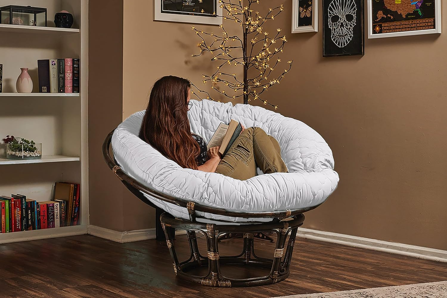 Hudson Comfort Papasan Cushion Cover - Quilted Shape, Soft Microfiber Fabric, Zippered Papasan Cushion Cover Only - 50 Inches (Fits a 42-47 Inch Papasan Cushion) White image number 4